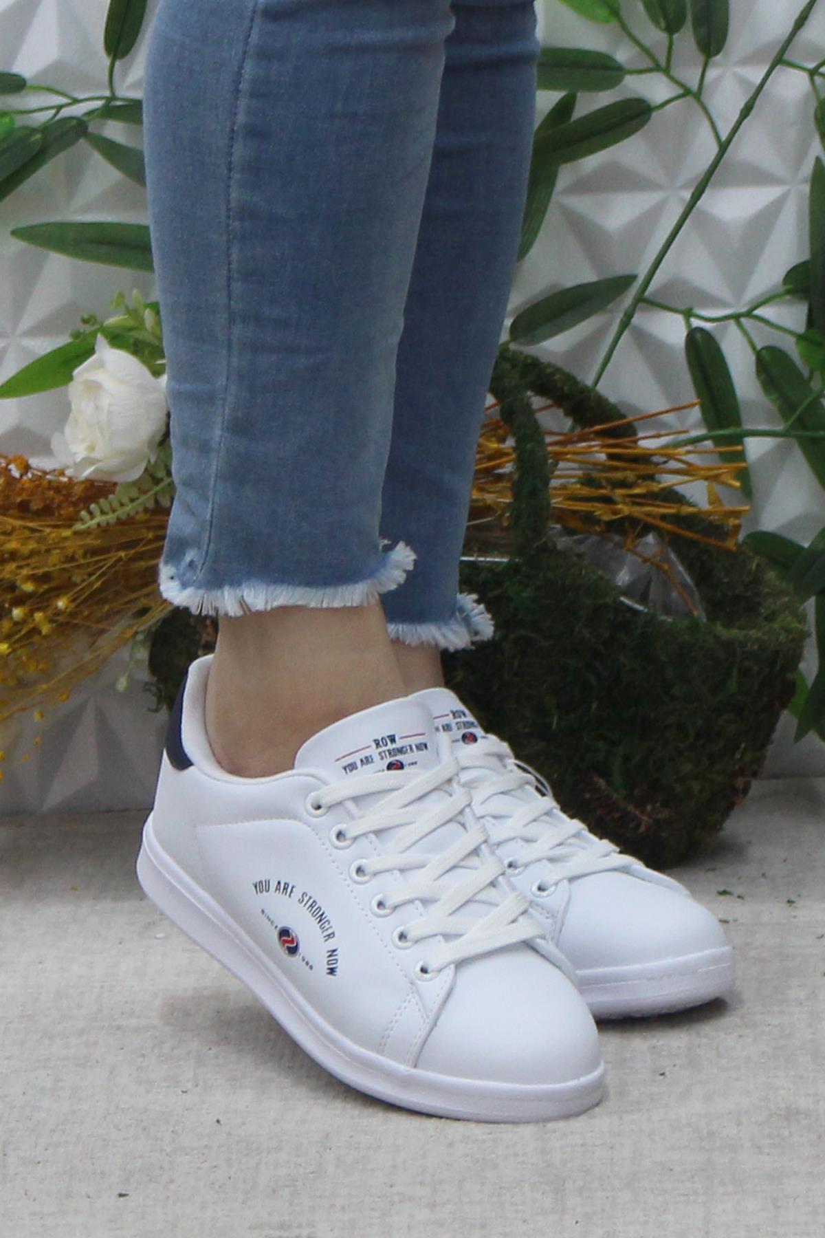 Row Lena Beyaz Rahat Hafif Sneaker Kadın Spor Ayakkabı - Görsel 3