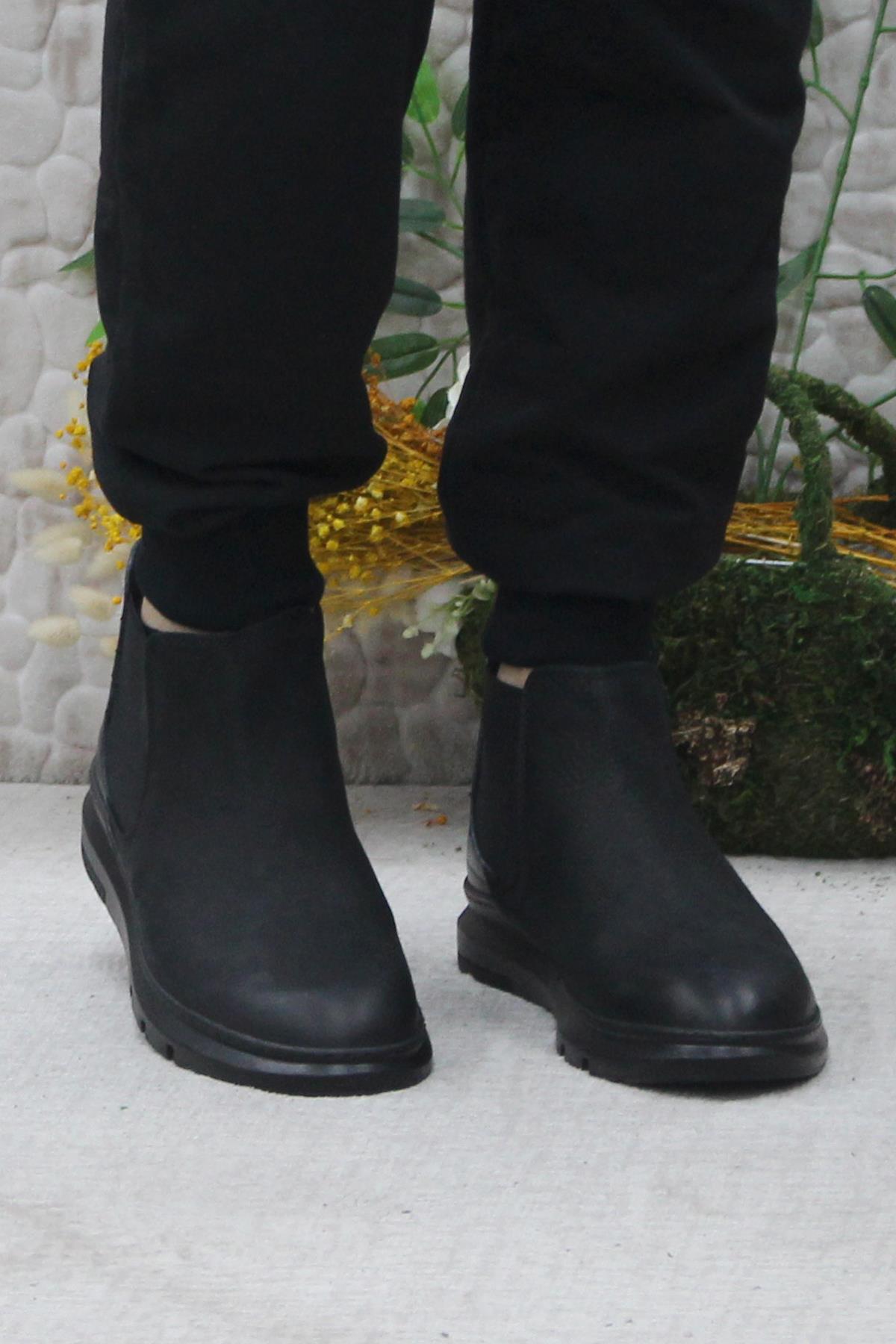 240002 Siyah Nubuk Hakiki Deri Erkek Chelsea Bot - Görsel 3