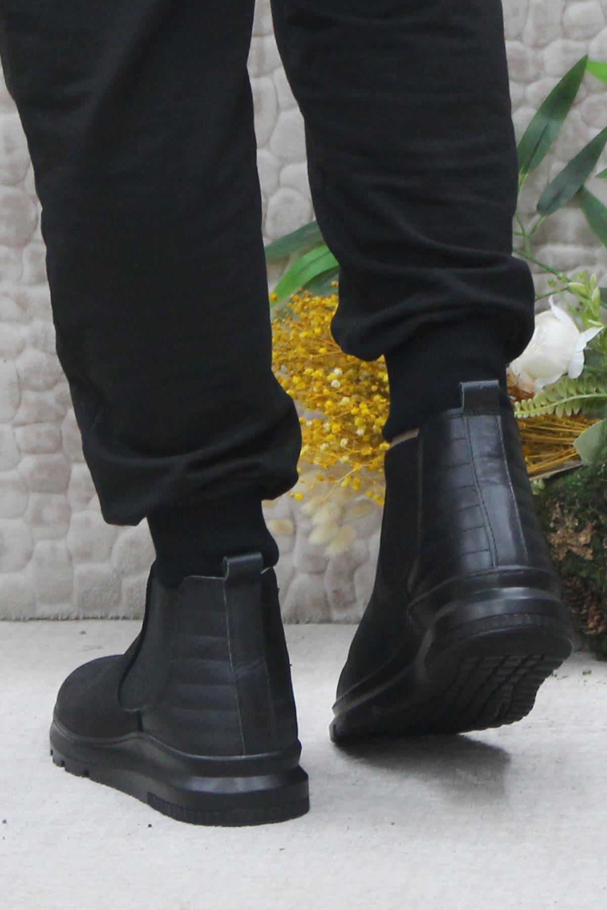 240002 Siyah Nubuk Hakiki Deri Erkek Chelsea Bot - Görsel 5