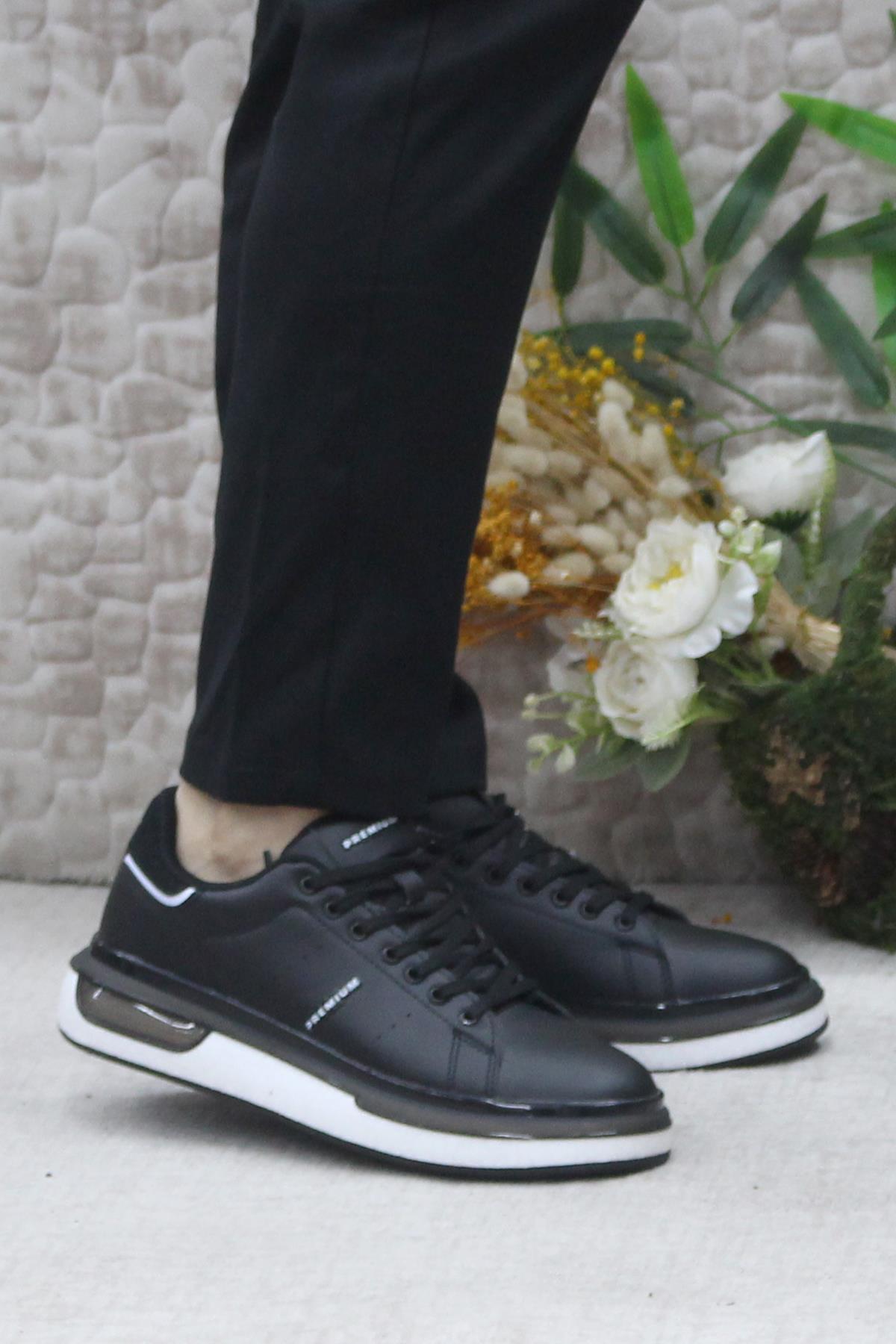 242 1875 Siyah Beyaz Rahat Hafif Orijinal Ürün Erkek Spor Ayakkabı - Görsel 2