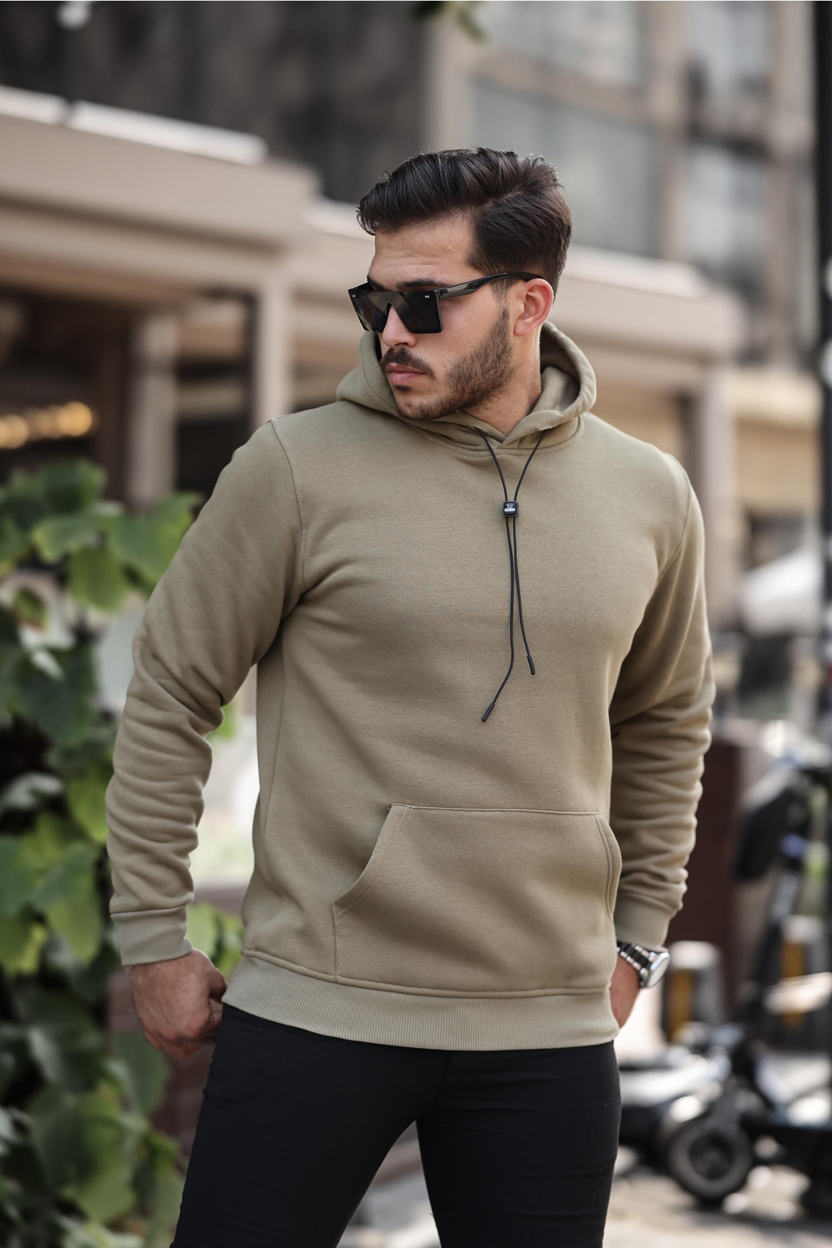 Basic Sweatshirt Regular Fit-Koyu Haki- 2322