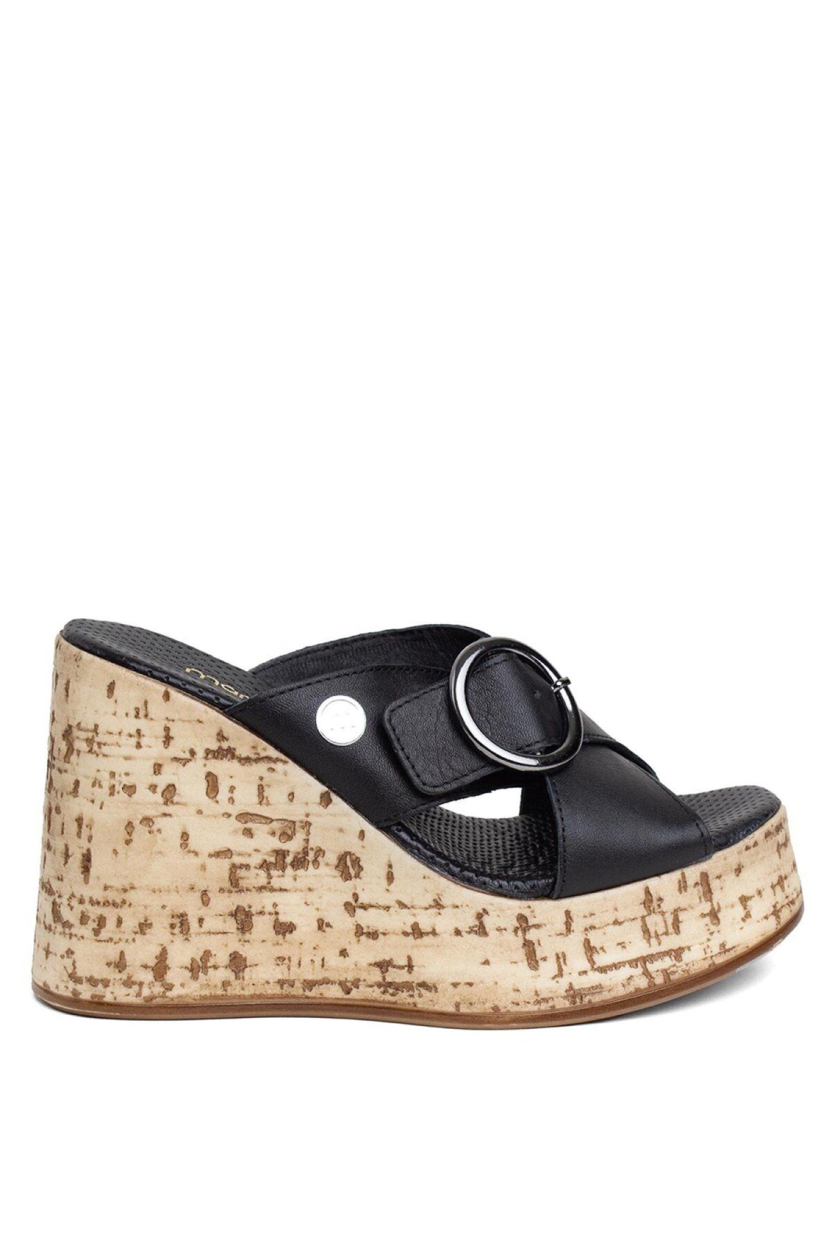 D24Yt-2155 Kadın Deri Topuklu Terlik - Görsel 2