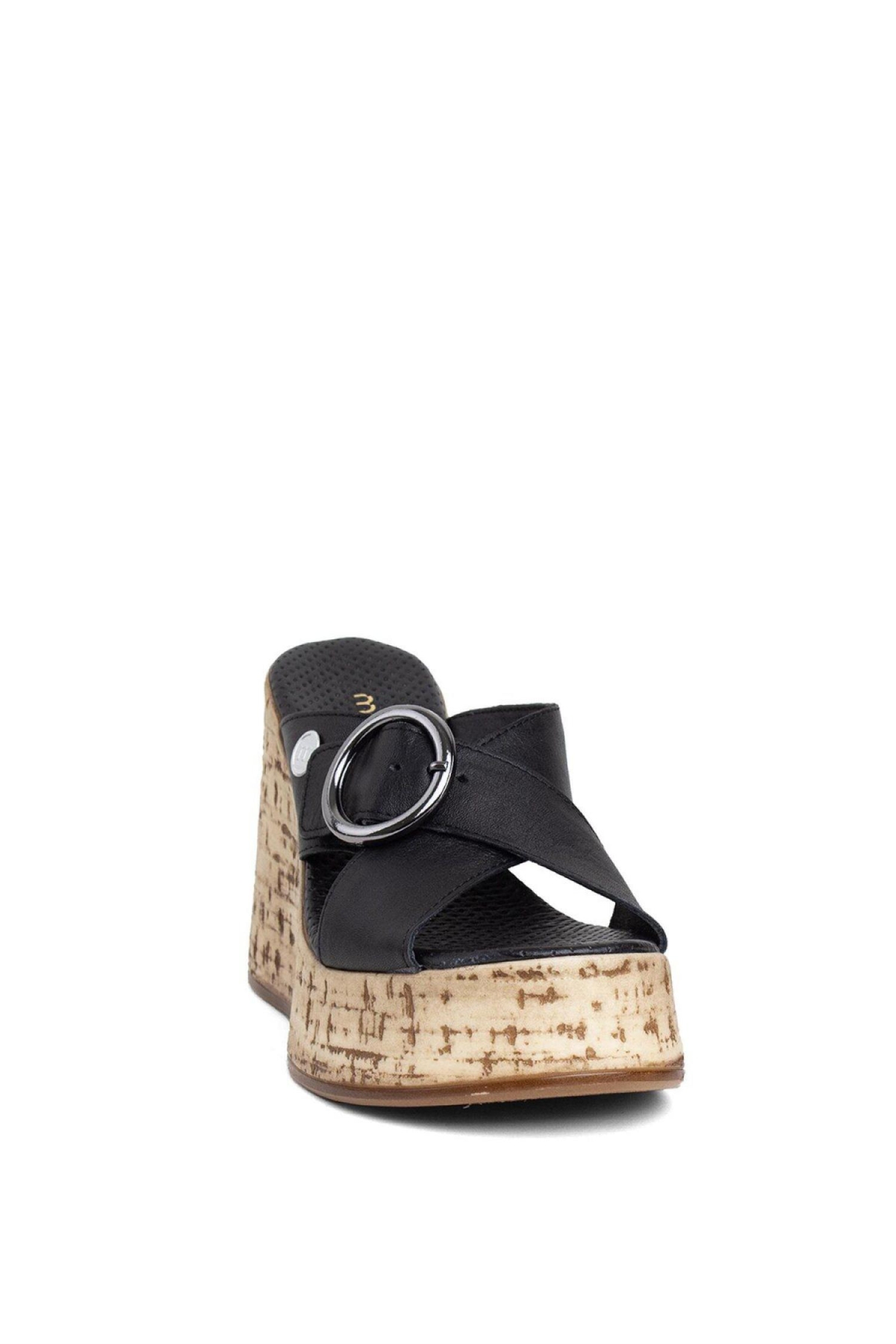 D24Yt-2155 Kadın Deri Topuklu Terlik - Görsel 3