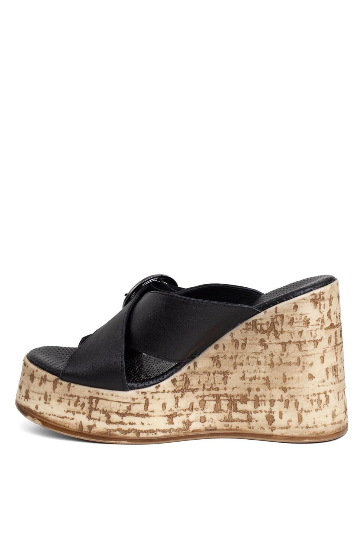 D24Yt-2155 Kadın Deri Topuklu Terlik - Görsel 4