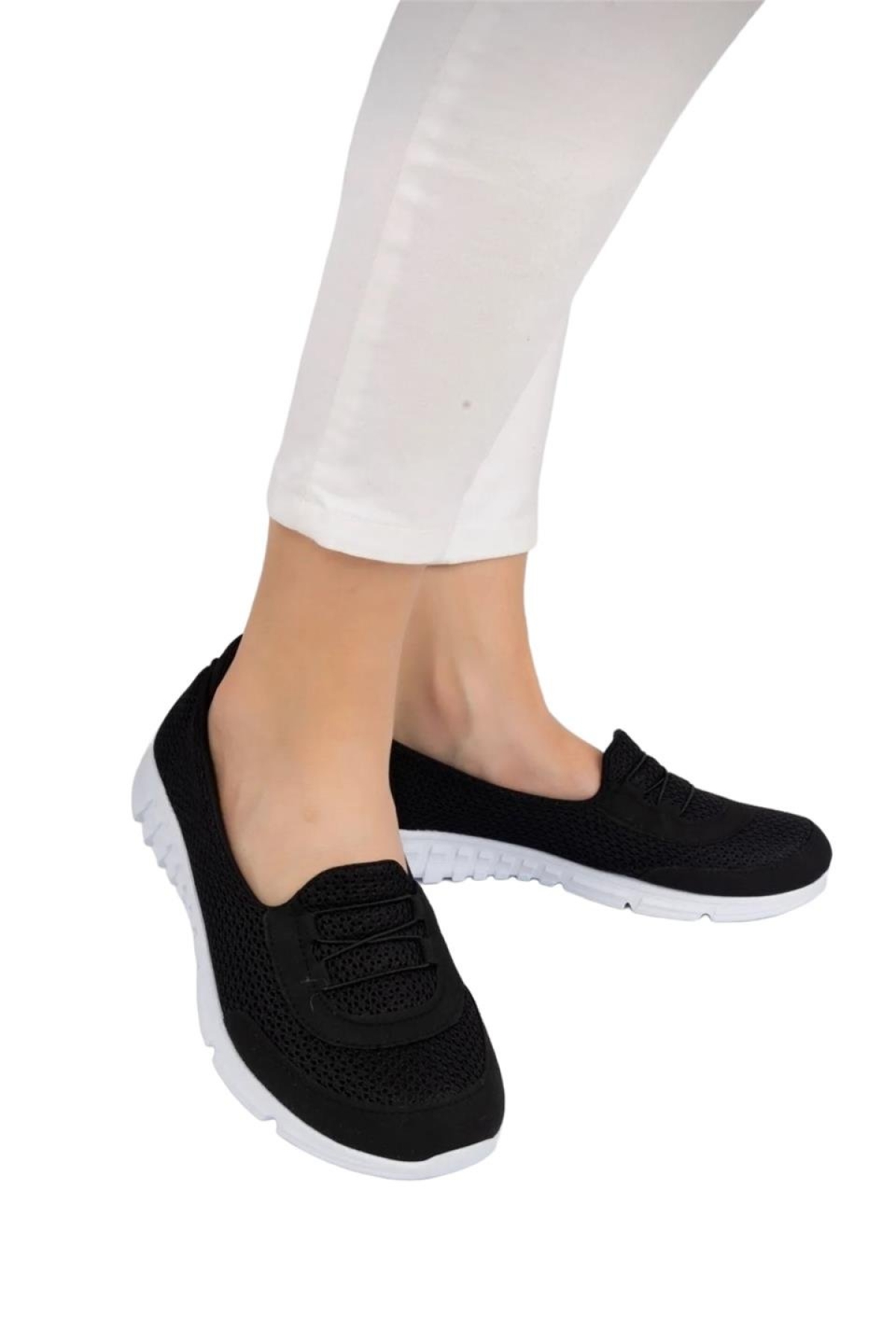 Ortopedik Kadın Yürüyüş Ayakkabısı SİYAH BEYAZ - Görsel 2