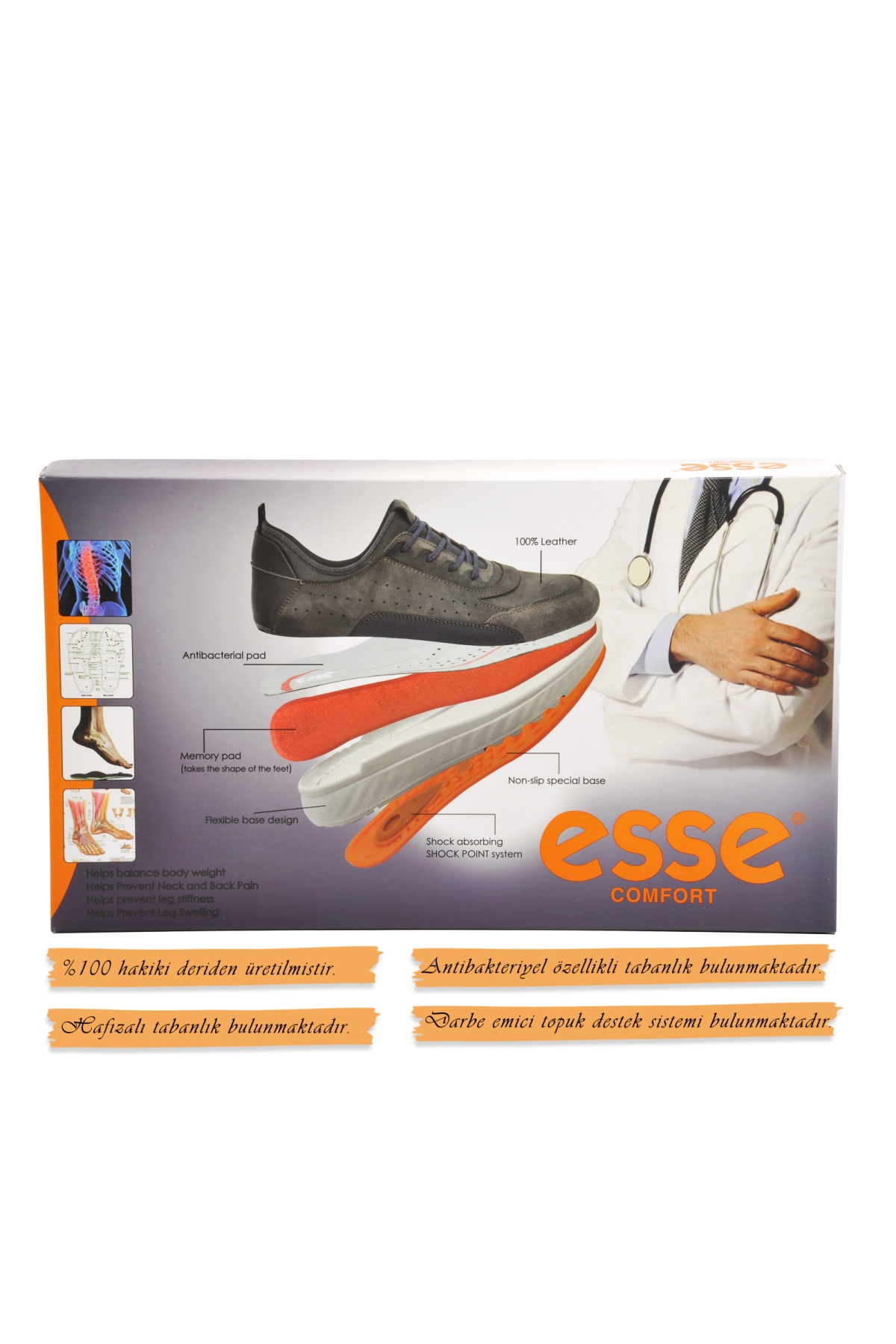 28326 Geniş Kalıp Ortopedik Deri Siyah Erkek Klasik Ayakkabı - Görsel 6