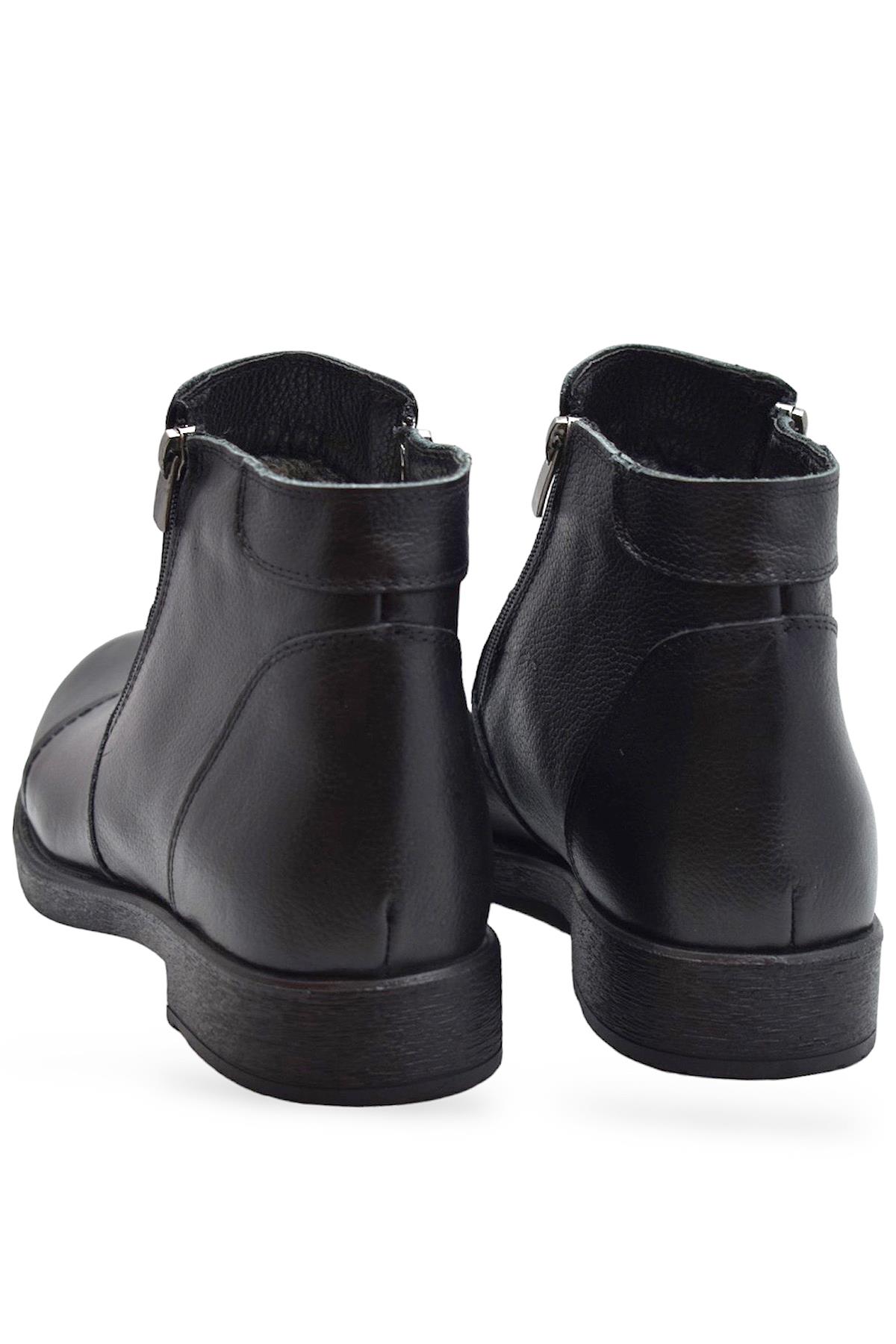 TAB3406 İçi Kürklü Hakiki Deri Erkek Bot Ayakkabı Ortopedik Taban Fermuarlı Deri Bot - Görsel 7