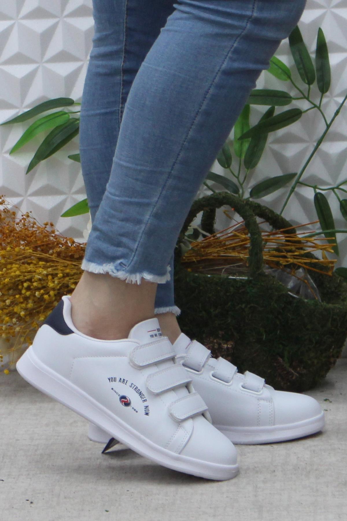 Row Milena Beyaz Rahat Hafif Sneaker Çırtlı Spor Ayakkabı - Görsel 2