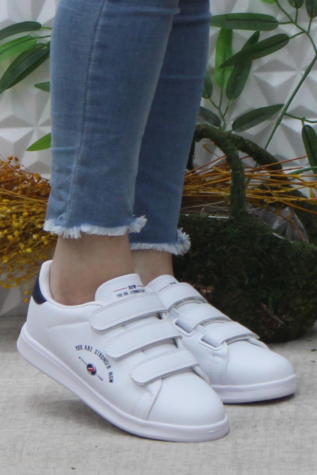 Row Milena Beyaz Rahat Hafif Sneaker Çırtlı Spor Ayakkabı - Görsel 3