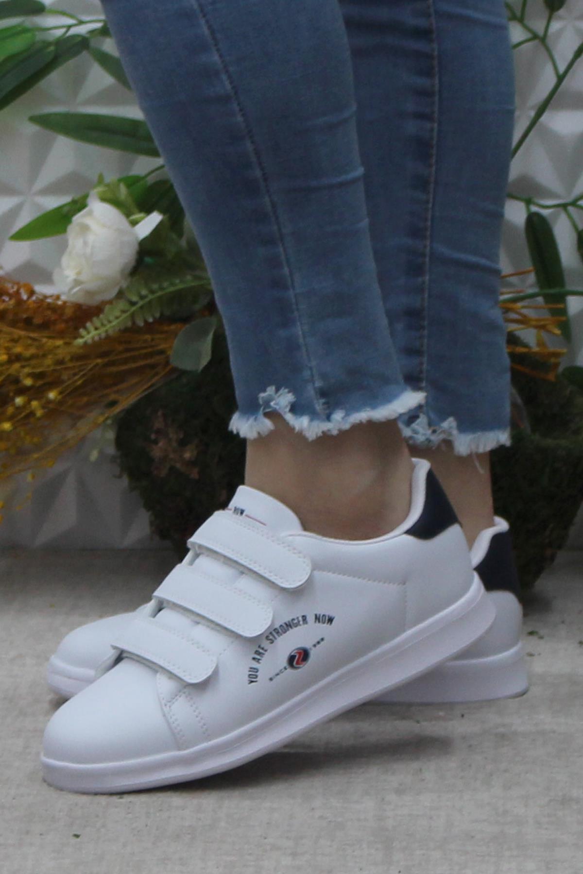 Row Milena Beyaz Rahat Hafif Sneaker Çırtlı Spor Ayakkabı - Görsel 4