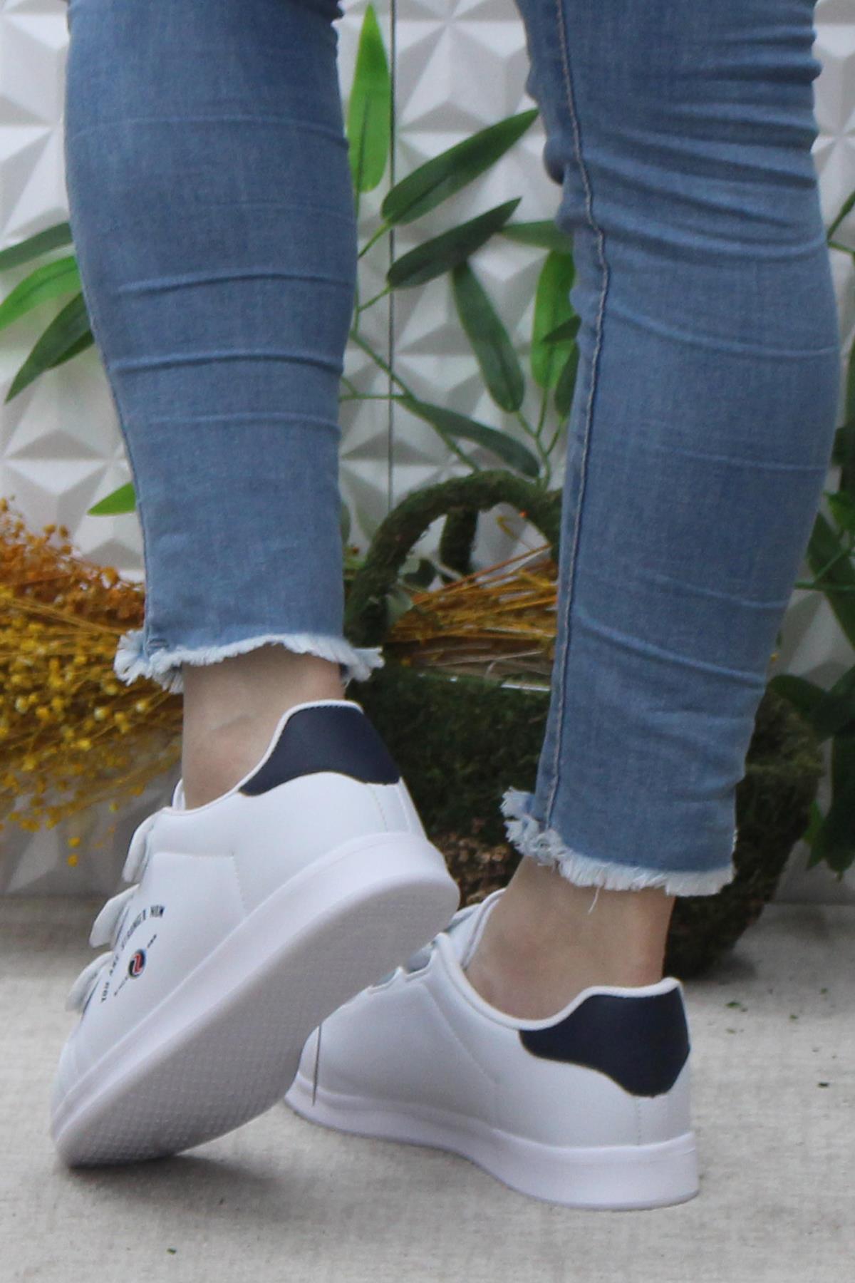 Row Milena Beyaz Rahat Hafif Sneaker Çırtlı Spor Ayakkabı - Görsel 5