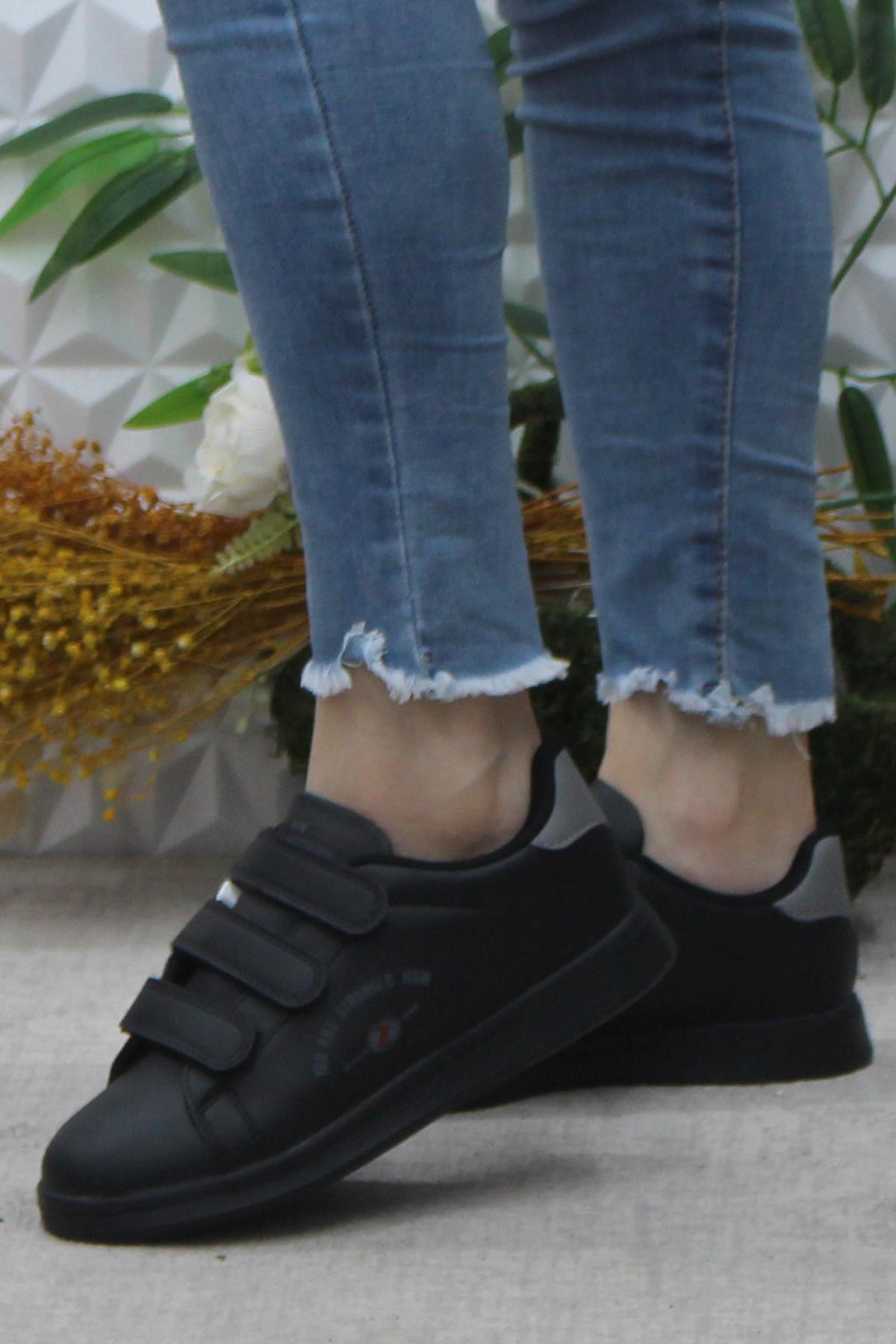 Row Milena Siyah Füme Rahat Hafif Sneaker Çırtlı Spor Ayakkabı - Görsel 4