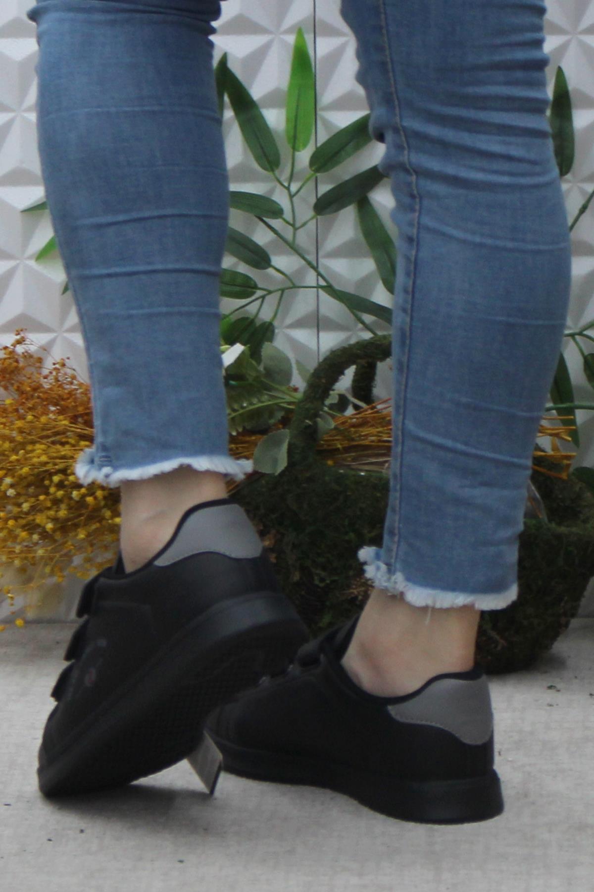 Row Milena Siyah Füme Rahat Hafif Sneaker Çırtlı Spor Ayakkabı - Görsel 5