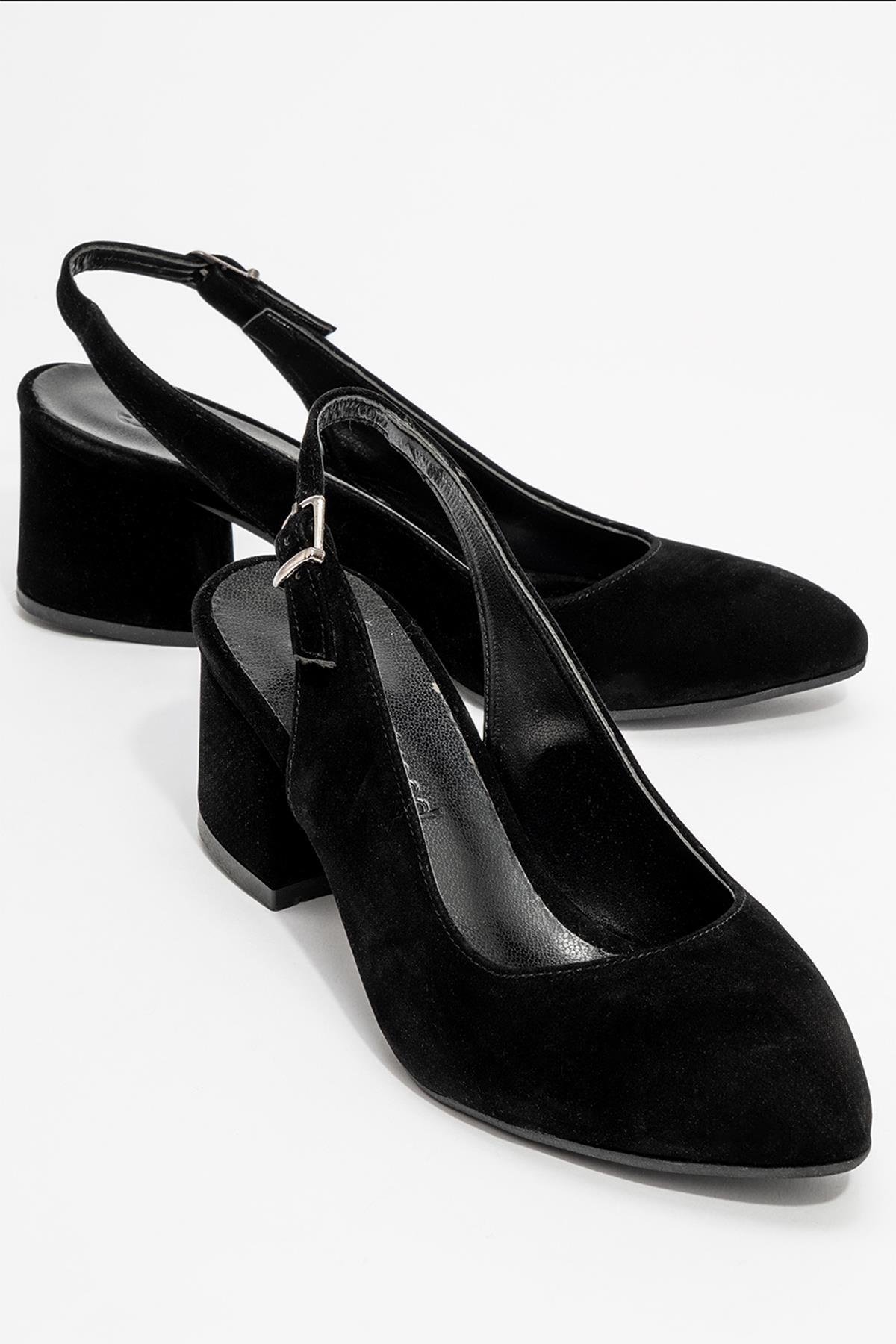 Kadın Günlük Topuklu Ayakkabı SİYAH SÜET - Görsel 2
