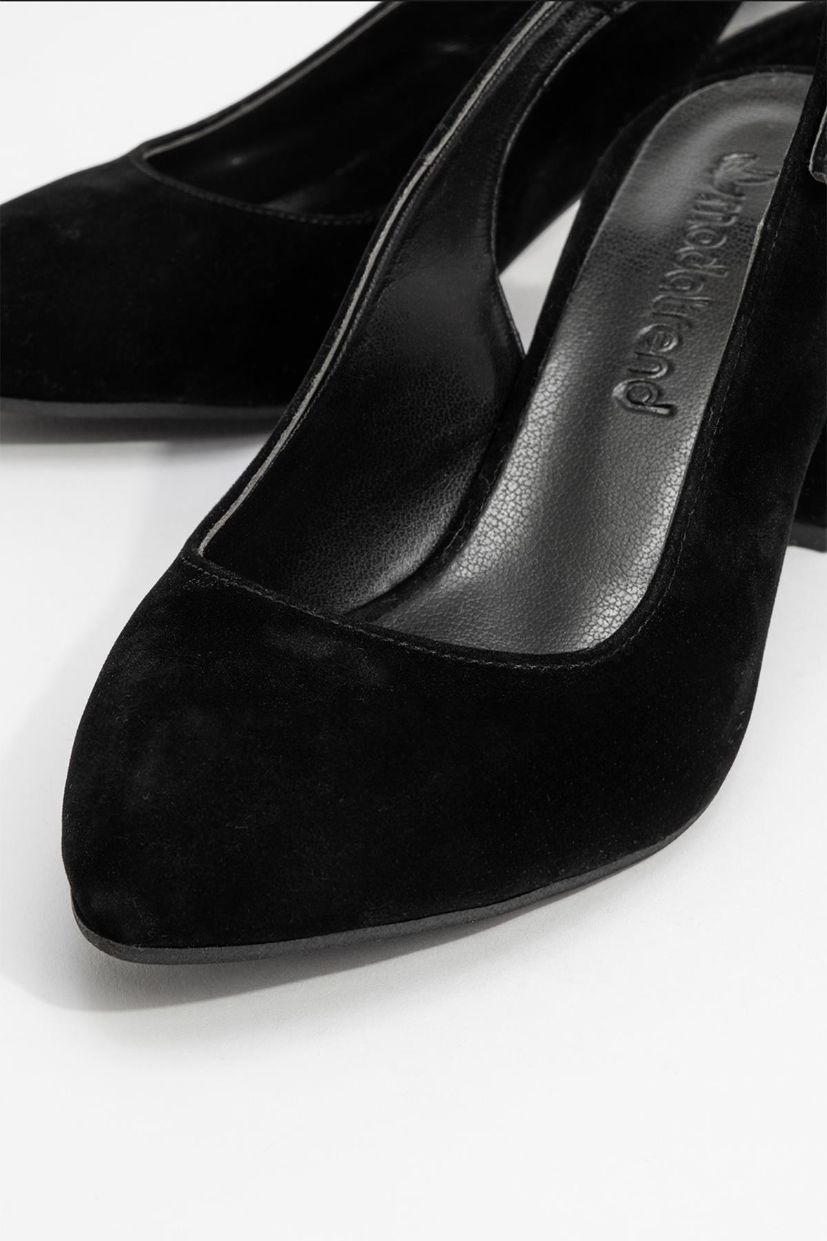 Kadın Günlük Topuklu Ayakkabı SİYAH SÜET - Görsel 4