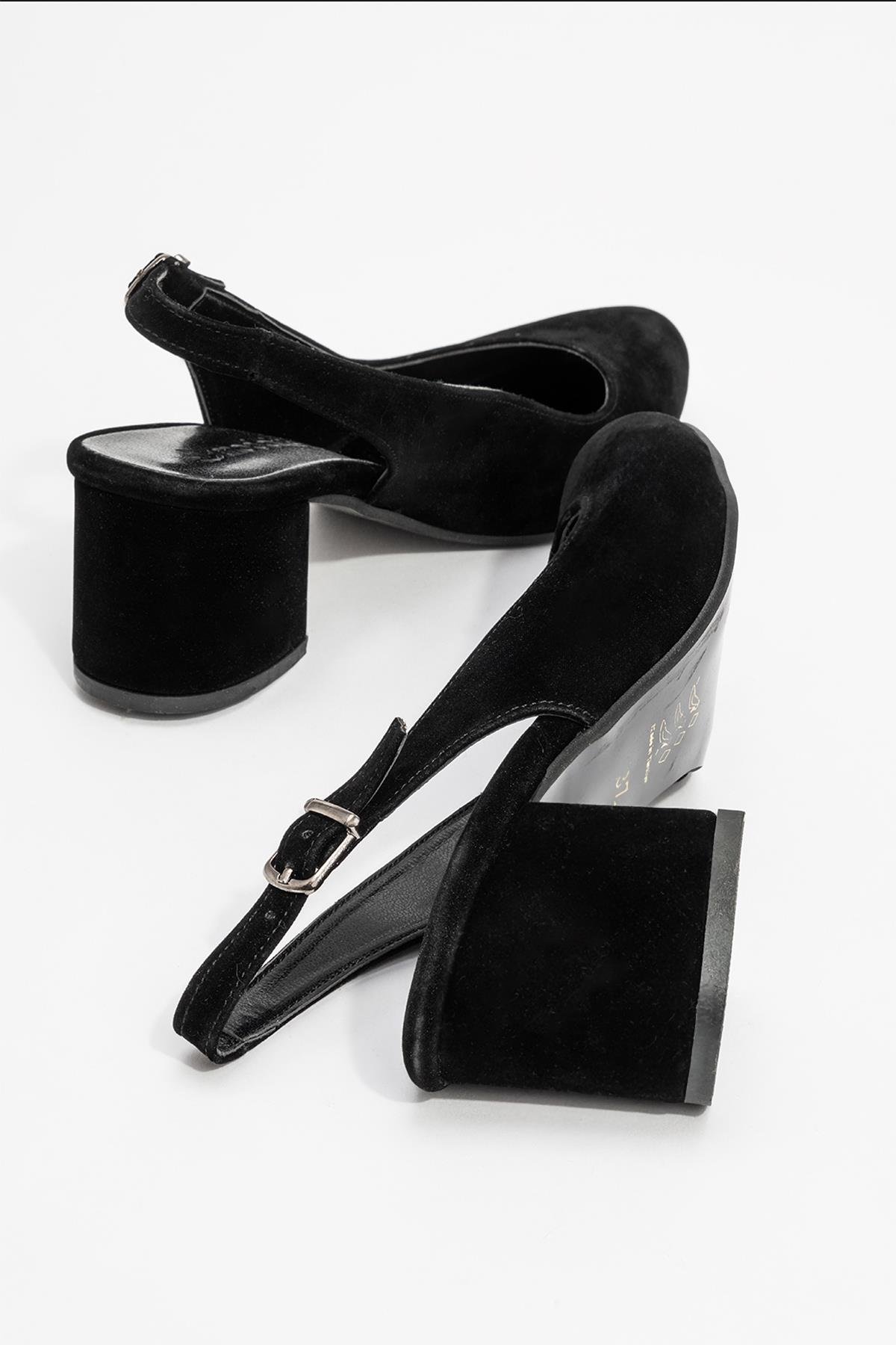 Kadın Günlük Topuklu Ayakkabı SİYAH SÜET - Görsel 5