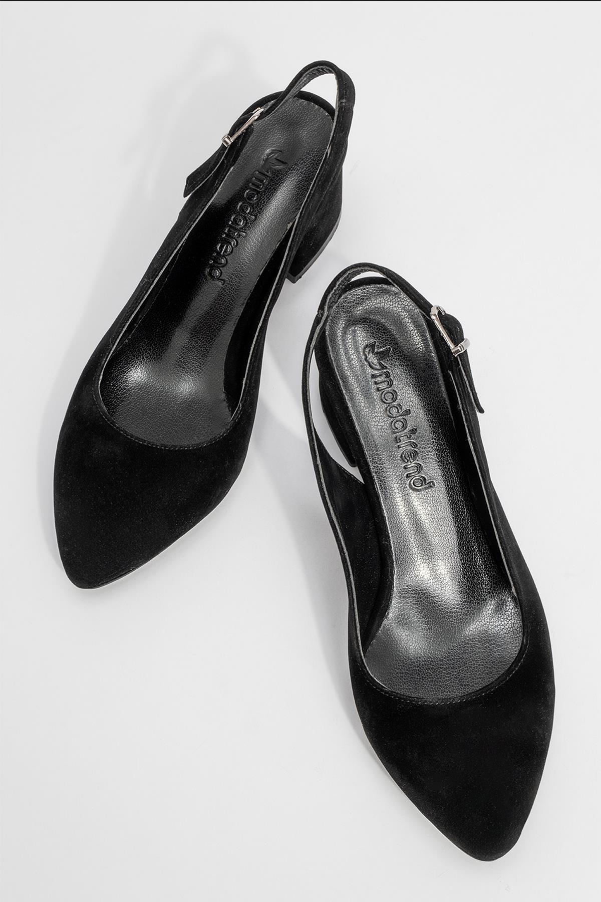 Kadın Günlük Topuklu Ayakkabı SİYAH SÜET - Görsel 6