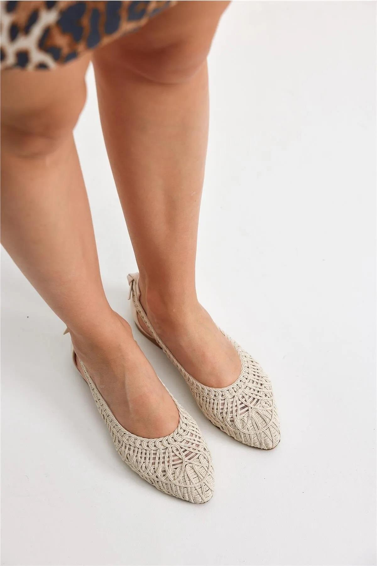 Spr 710 Kadın Hasır Örme Günlük Babet Ayakkabı - Görsel 6