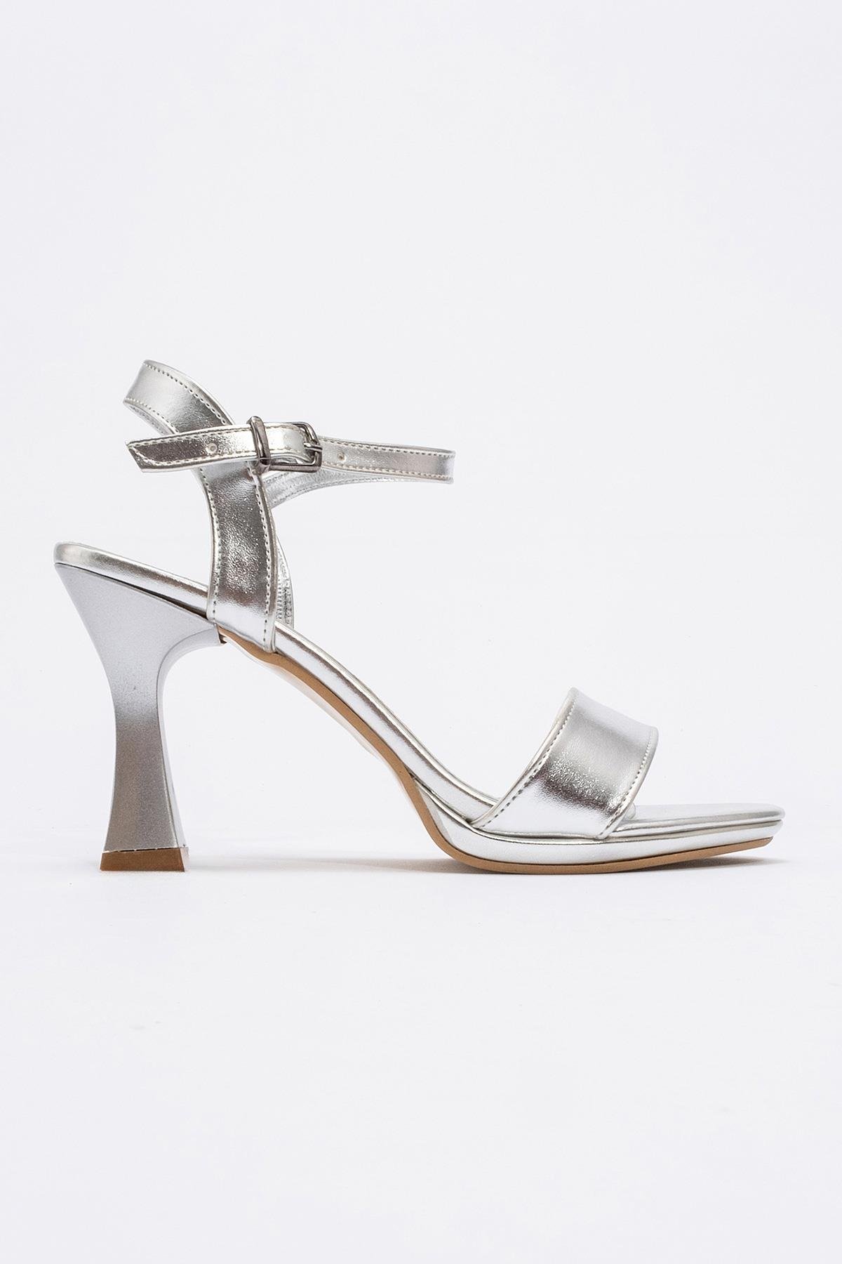 Kadın Tek Bantlı Topuklu Sandalet GÜMÜŞ ZRA - Görsel 3