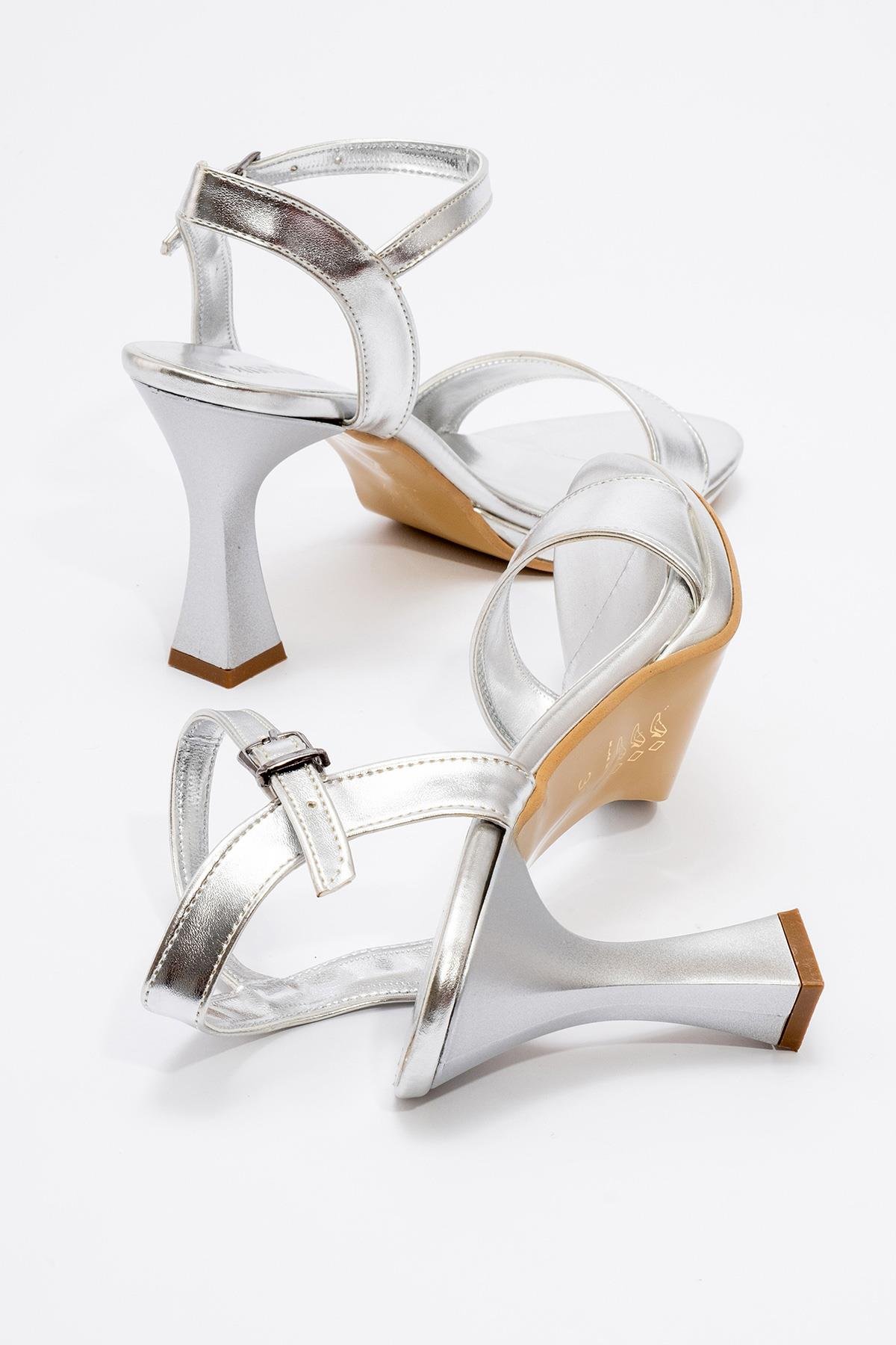 Kadın Tek Bantlı Topuklu Sandalet GÜMÜŞ ZRA - Görsel 5