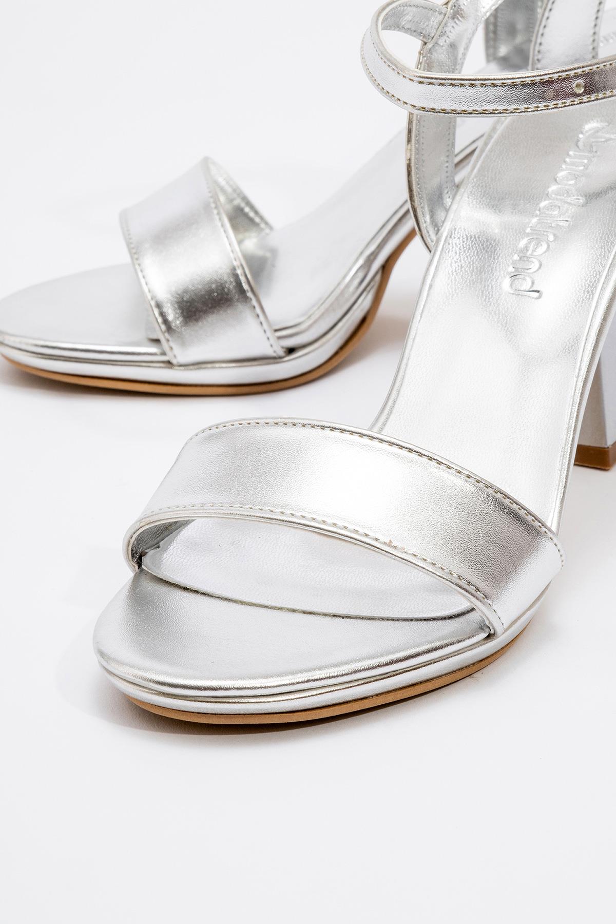 Kadın Tek Bantlı Topuklu Sandalet GÜMÜŞ ZRA - Görsel 6
