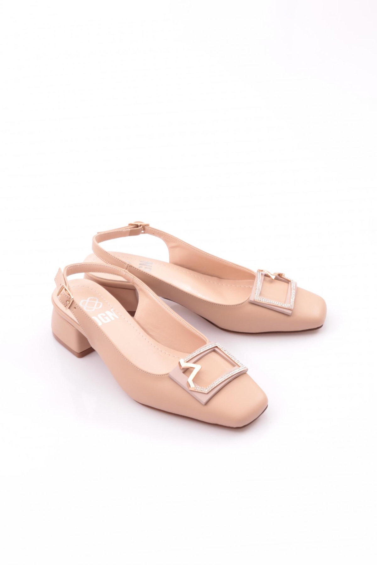 A16 Tokali Arkasi Açik Kisa Topuklu Ayakkabi - Görsel 3
