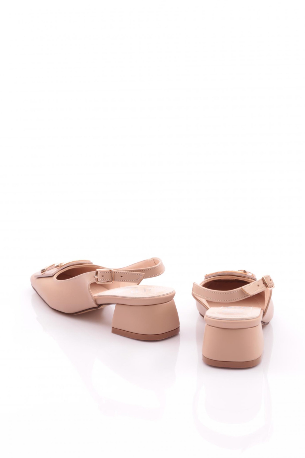 A16 Tokali Arkasi Açik Kisa Topuklu Ayakkabi - Görsel 4