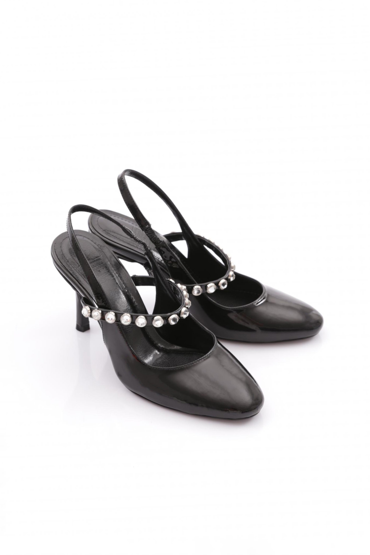 07084-2125 Kadin Önü Taşli Arkasi Açik Topuklu Ayakkabi - Görsel 3