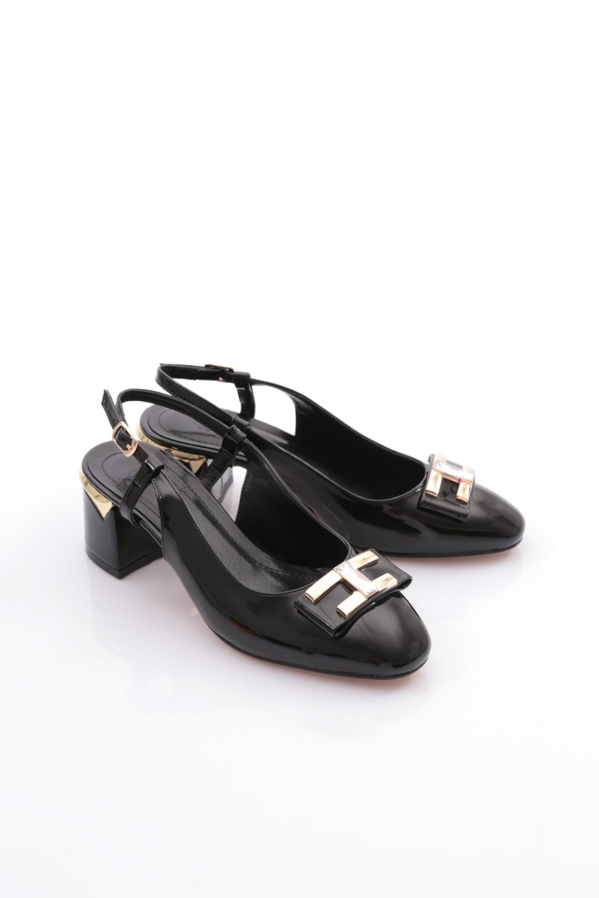 24140 Kadin Taş Tokali Topuklu Ayakkabi - Görsel 3