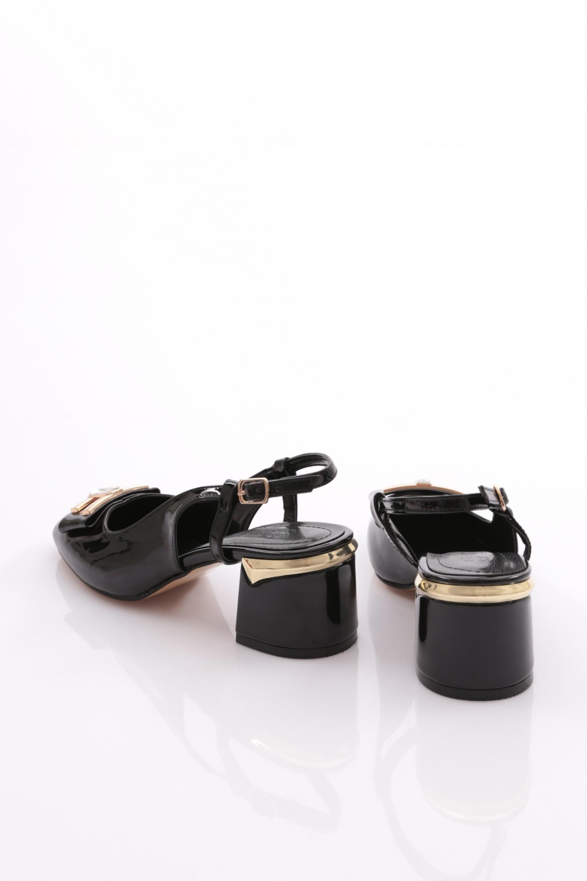 24140 Kadin Taş Tokali Topuklu Ayakkabi - Görsel 4