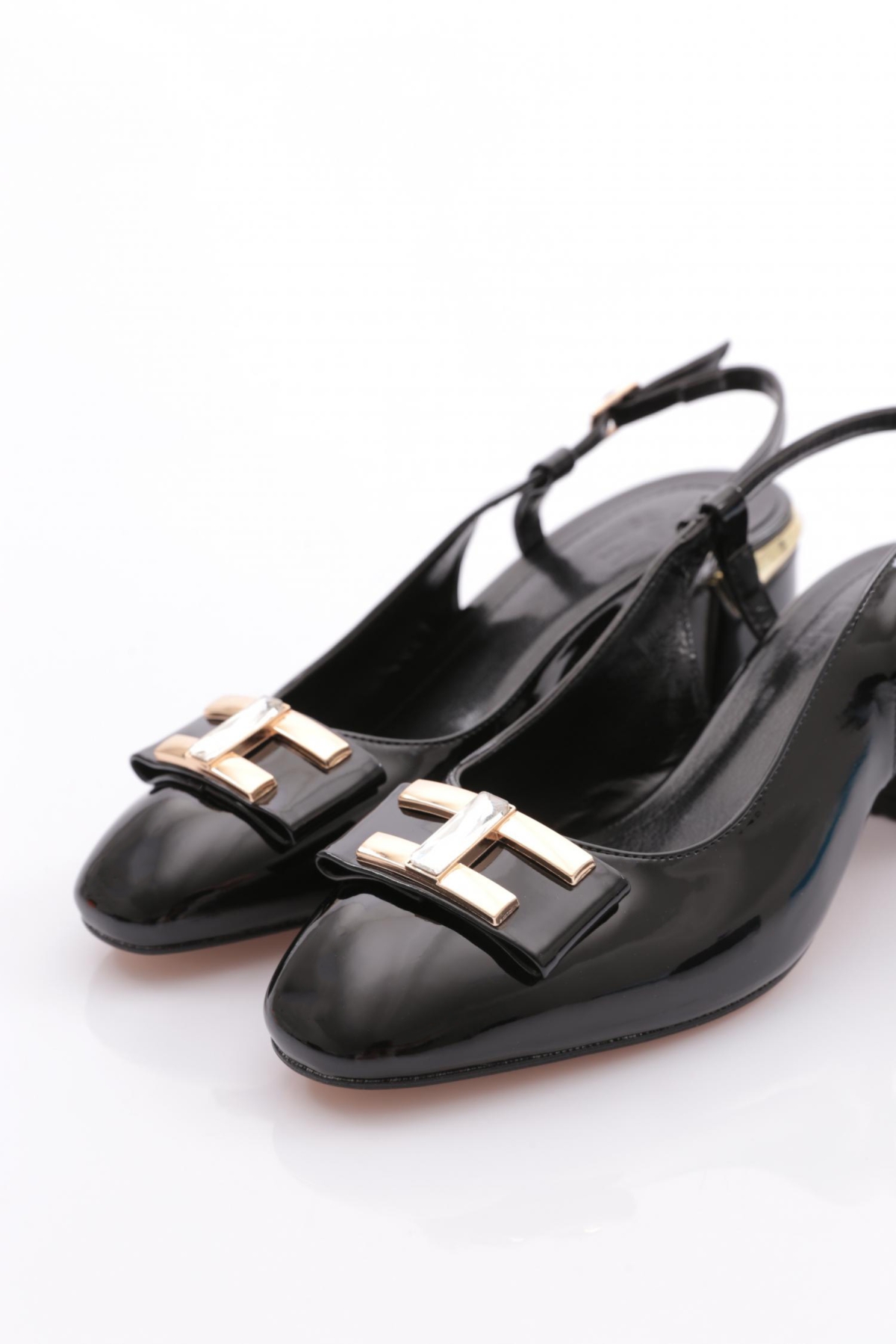 24140 Kadin Taş Tokali Topuklu Ayakkabi - Görsel 5