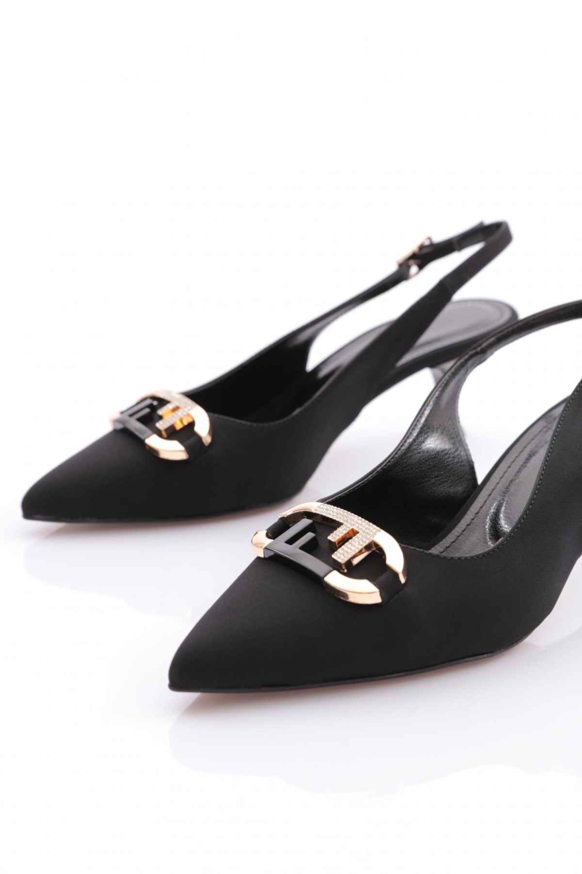 24215 Kadin Metal Tokali Topuklu Ayakkabi - Görsel 5