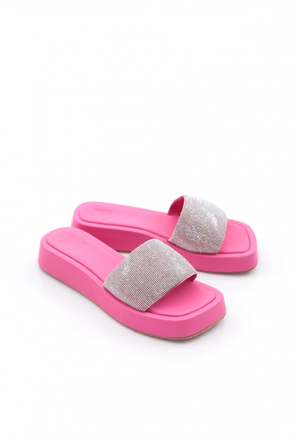 8026 Kadin Silver Taşli Kalin Taban Terlik - Görsel 3