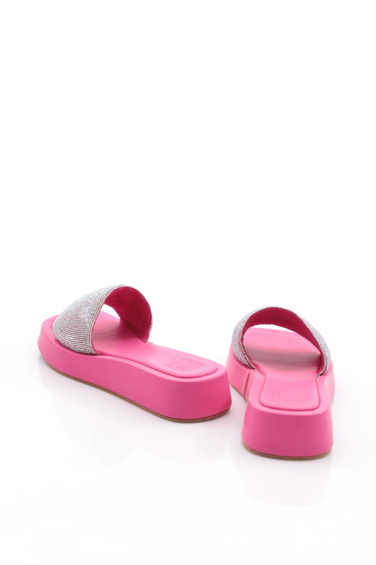 8026 Kadin Silver Taşli Kalin Taban Terlik - Görsel 4