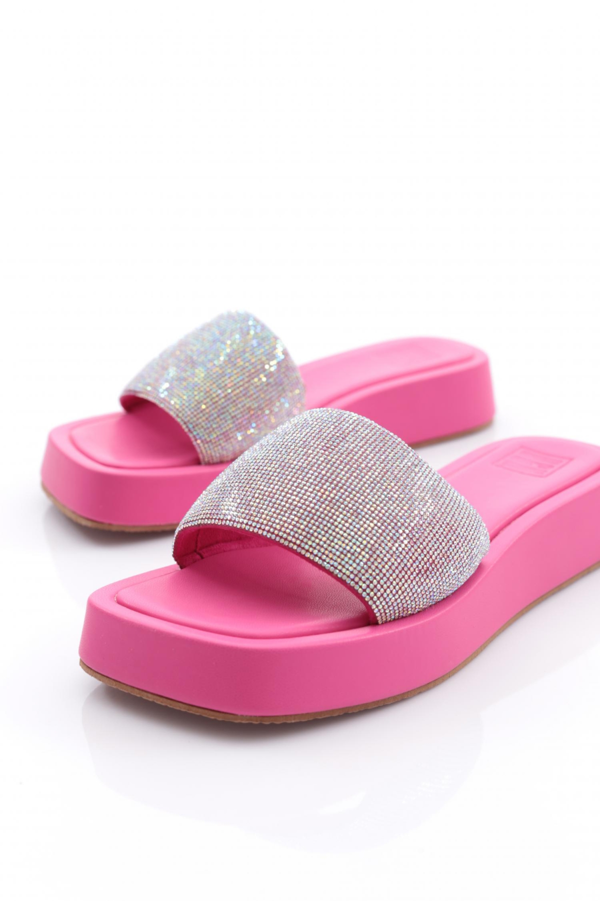 8026 Kadin Silver Taşli Kalin Taban Terlik - Görsel 5