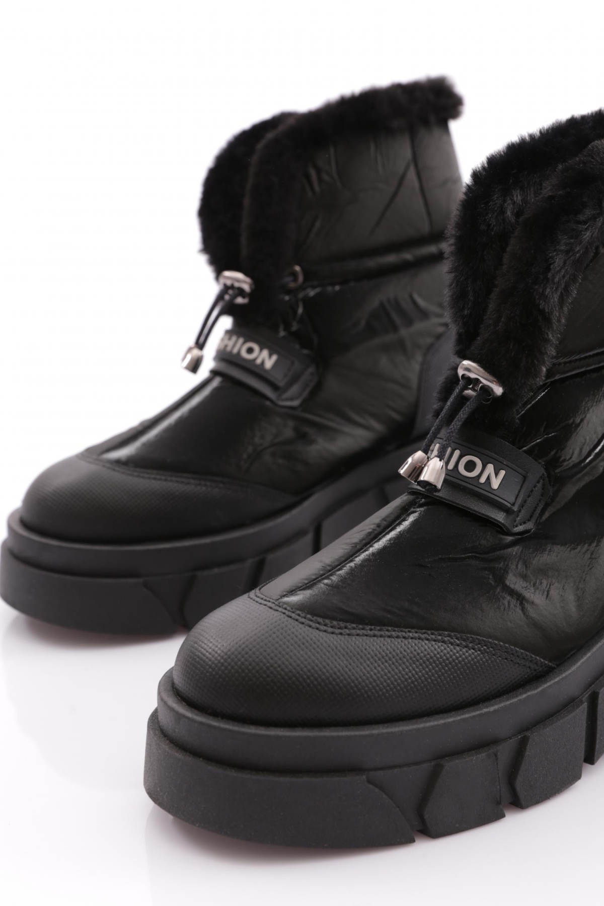 2204 Kadin Lastik Bağcikli Kürklü Bot - Görsel 5