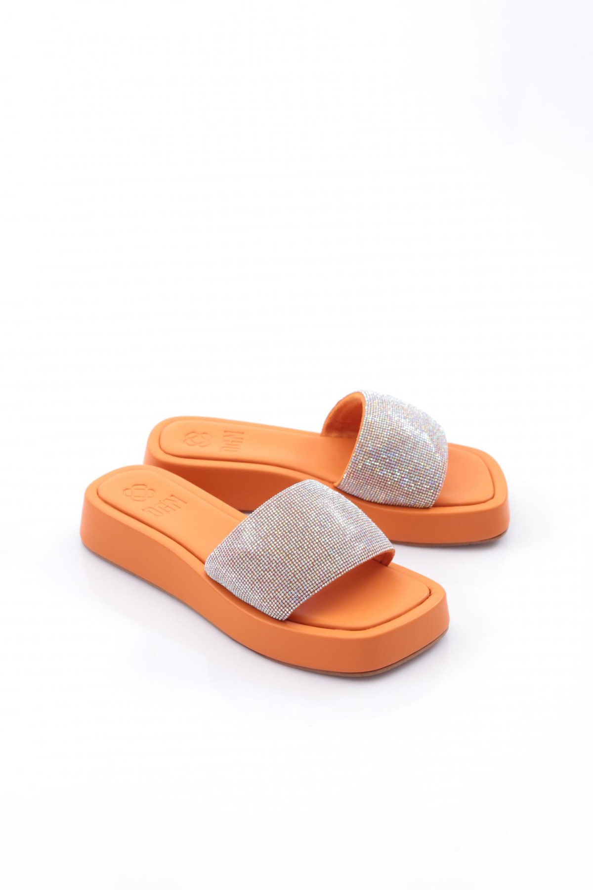 8026 Kadin Silver Taşli Kalin Taban Terlik - Görsel 3