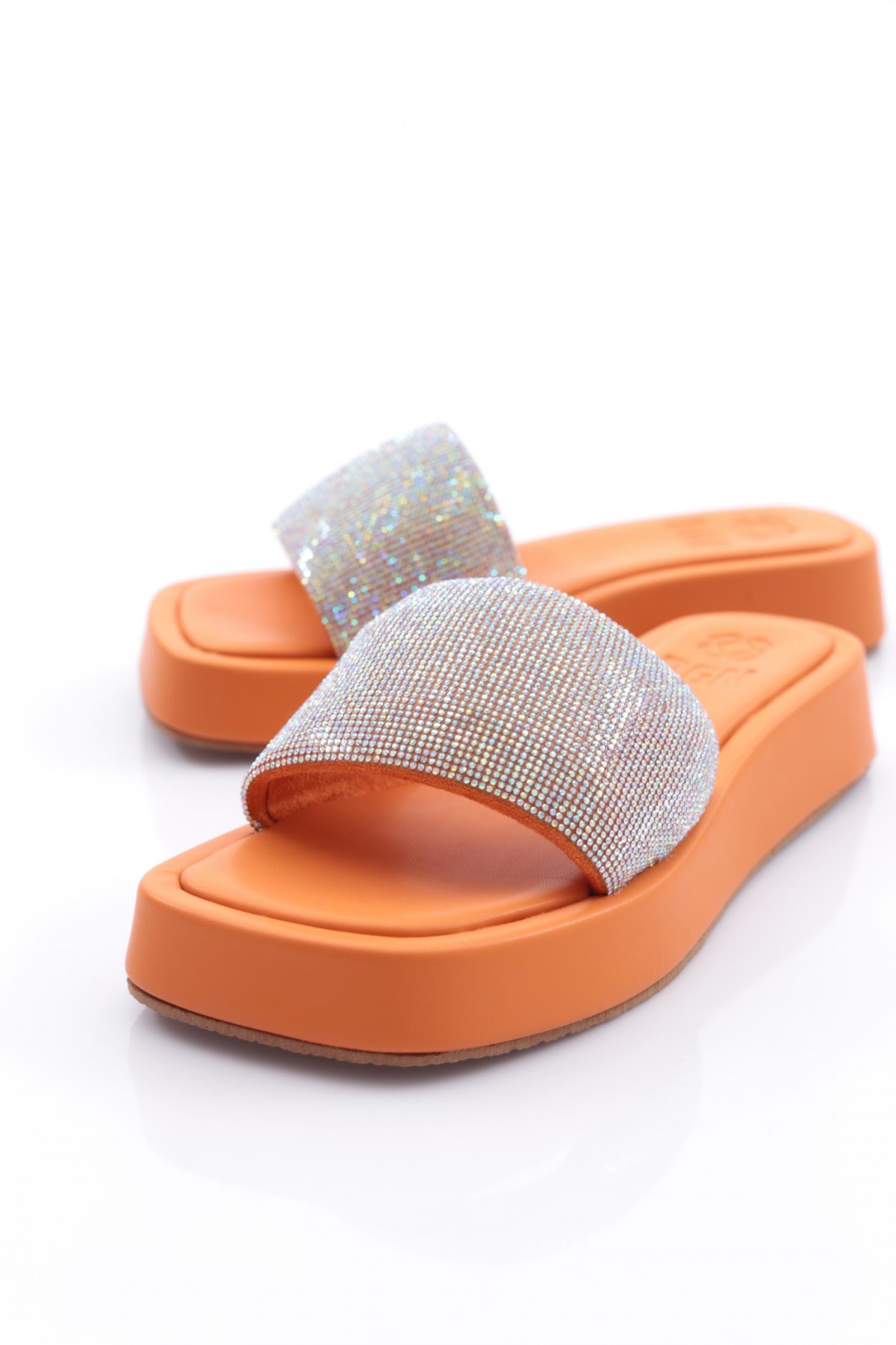 8026 Kadin Silver Taşli Kalin Taban Terlik - Görsel 5