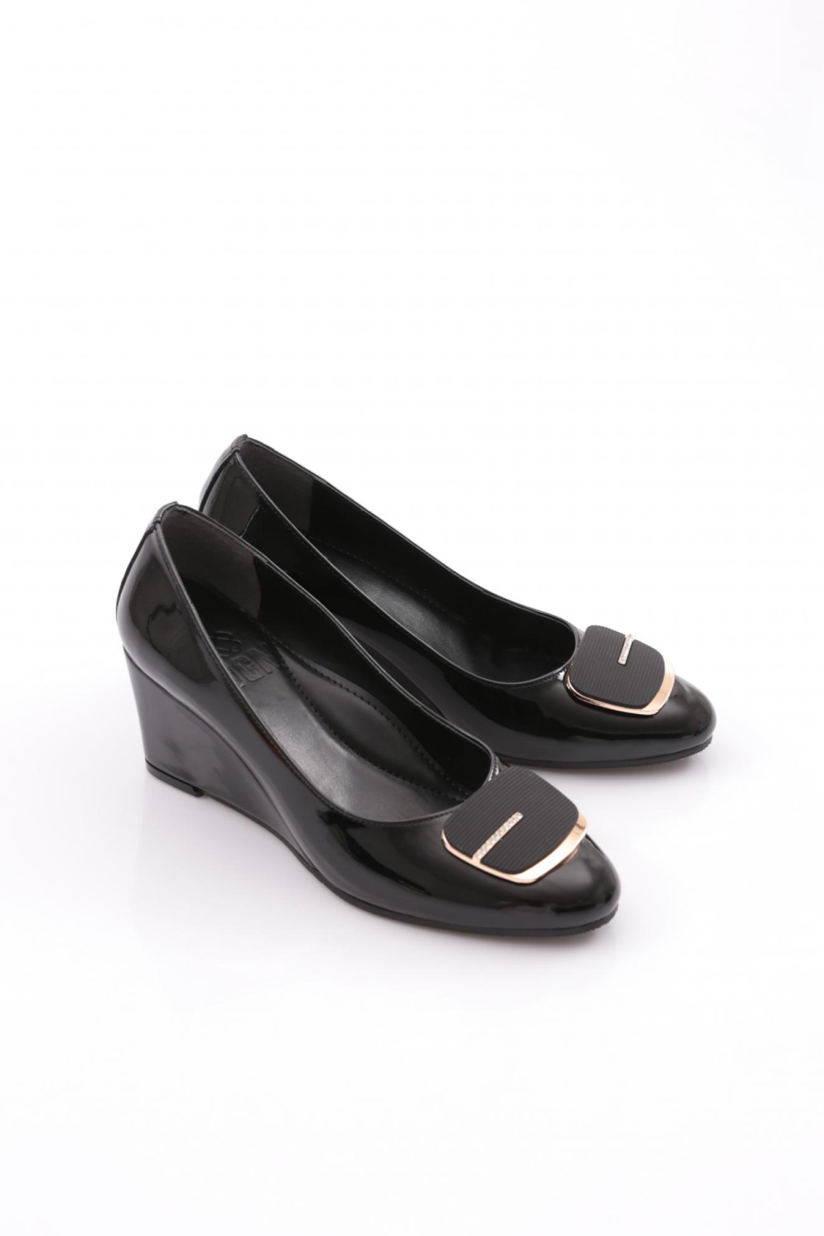 25326 Kadin Silver Taşli Tokali Dolgu Taban Ayakkabi - Görsel 3