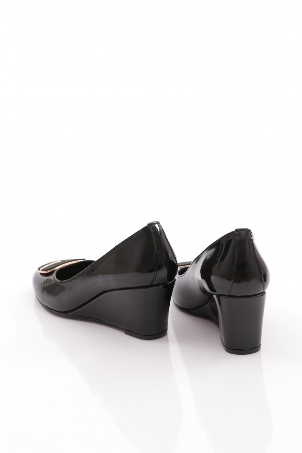 25326 Kadin Silver Taşli Tokali Dolgu Taban Ayakkabi - Görsel 4