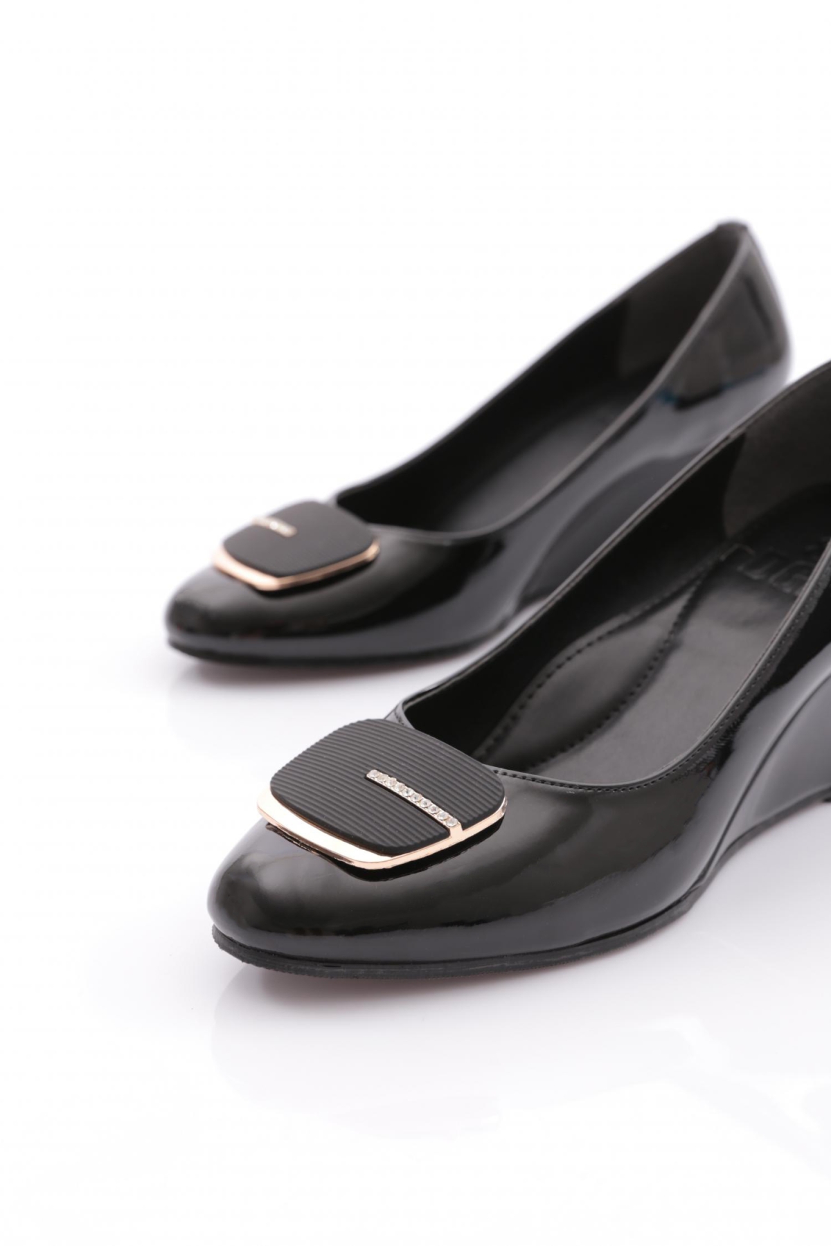 25326 Kadin Silver Taşli Tokali Dolgu Taban Ayakkabi - Görsel 5