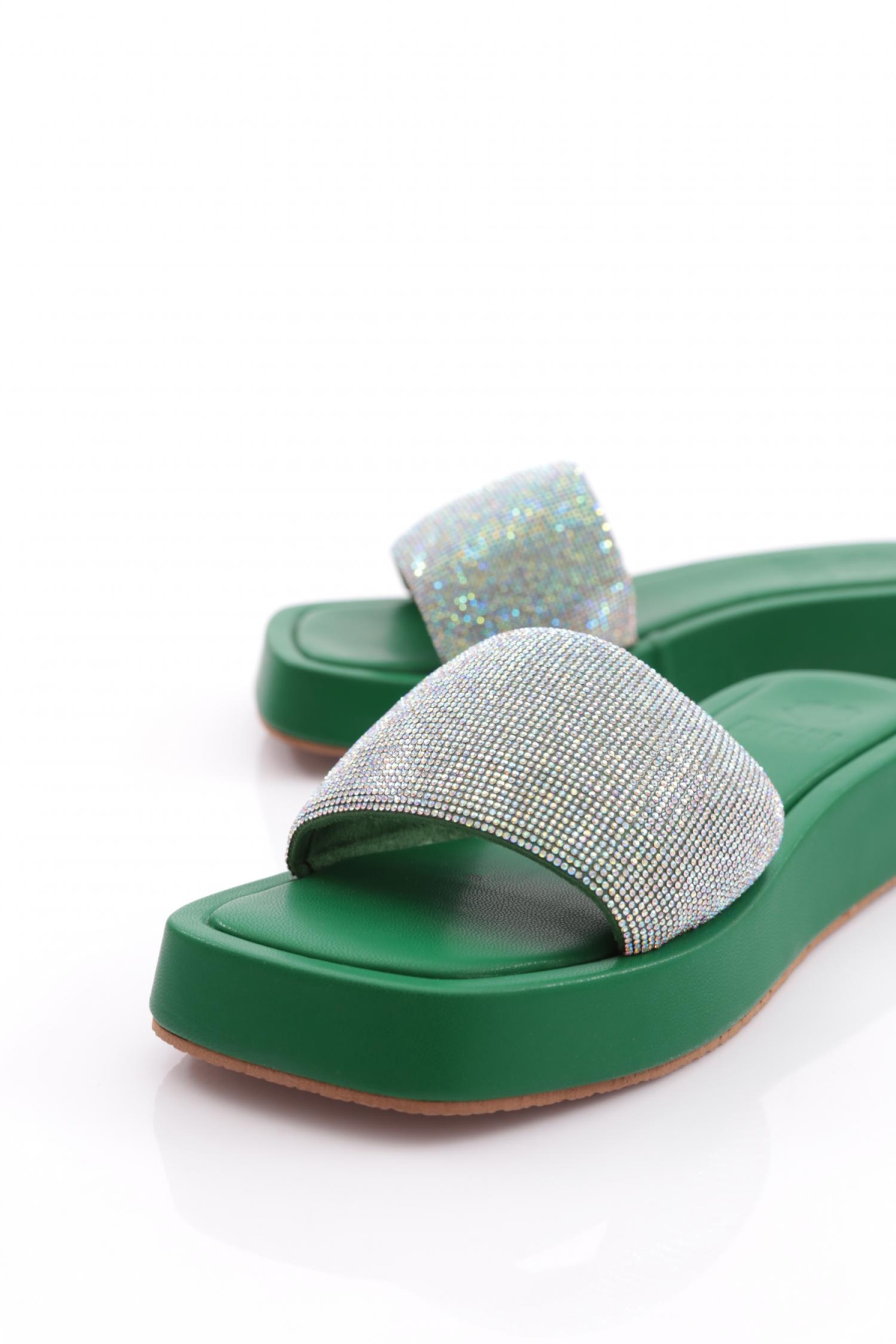 8026 Kadin Silver Taşli Kalin Taban Terlik - Görsel 5