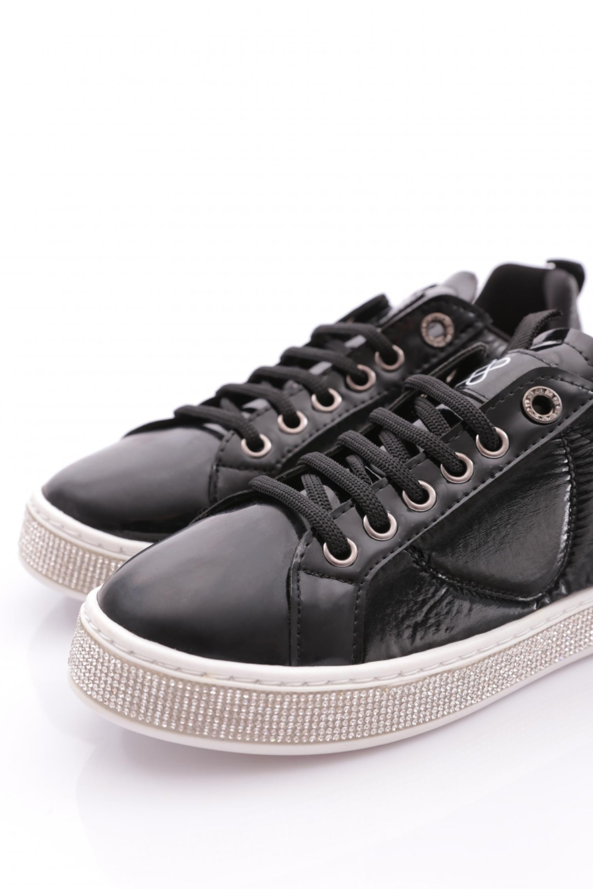 22512 Kadin Sade Beğcikli Kenarlari Taşli Sneaker Ayakkabi - Görsel 5