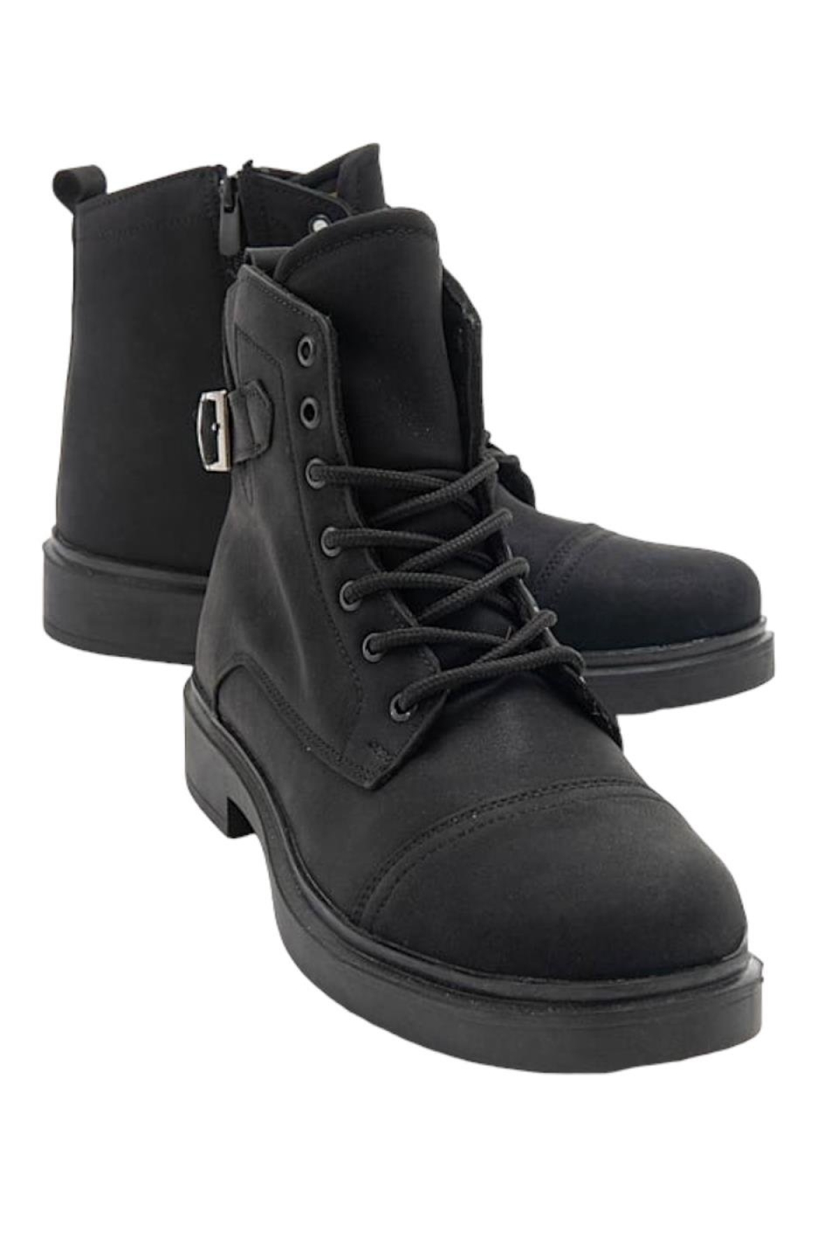 Erkek Fermuarlı Bağcıklı Tokalı Bot SİYAH - Görsel 5