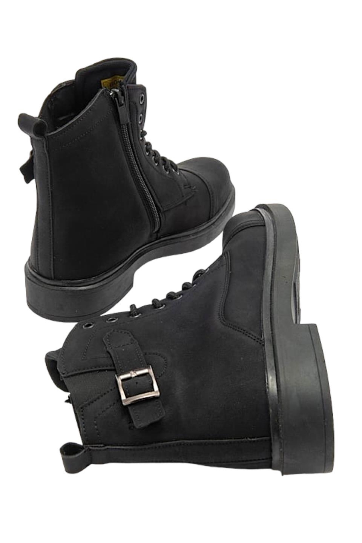 Erkek Fermuarlı Bağcıklı Tokalı Bot SİYAH - Görsel 6