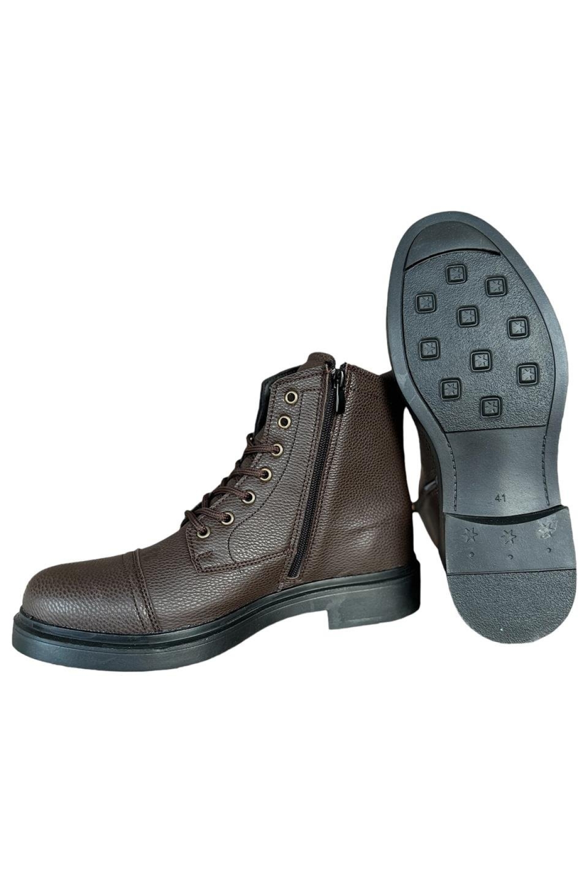 Erkek Fermuarlı Bağcıklı Tokalı Bot KAHVERENGİ - Görsel 4