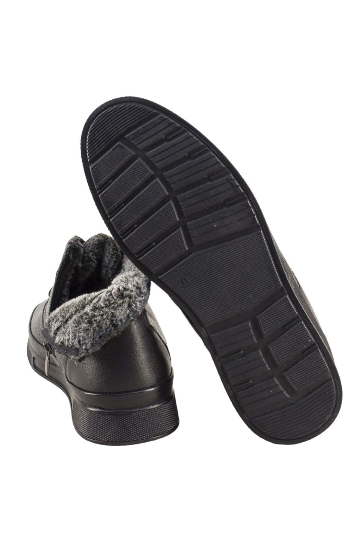 Erkek Hakiki Deri İçi Kürklü Fermuarlı Bağcıklı Bot SİYAH - Görsel 4