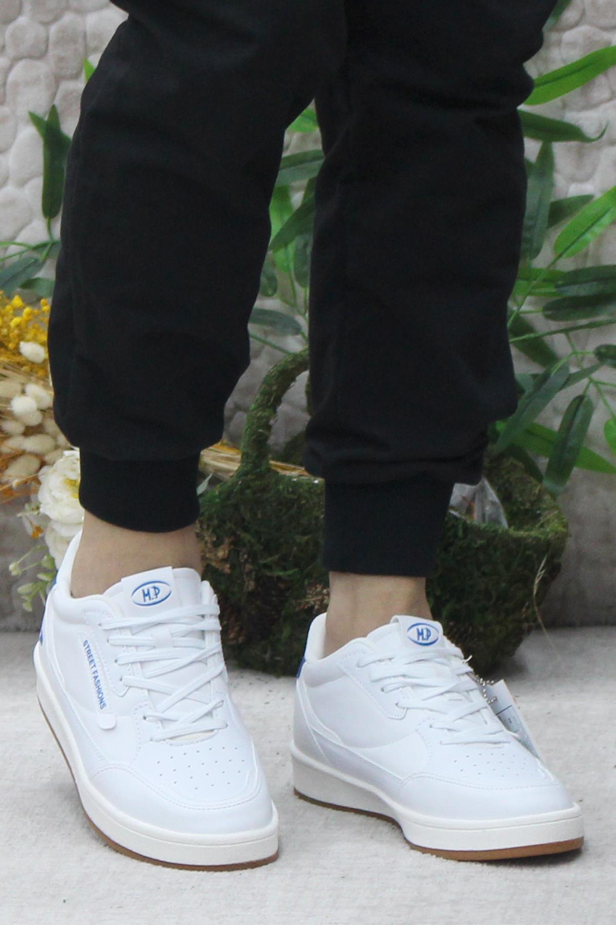 242 2058 Beyaz Mavi Rahat Orijinal Ürün Sneaker Erkek Ayakkabı - Görsel 3