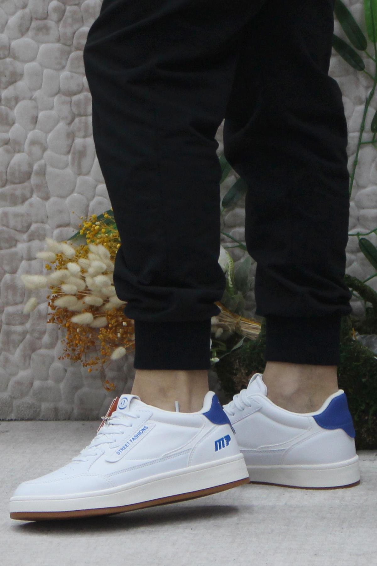 242 2058 Beyaz Mavi Rahat Orijinal Ürün Sneaker Erkek Ayakkabı - Görsel 4