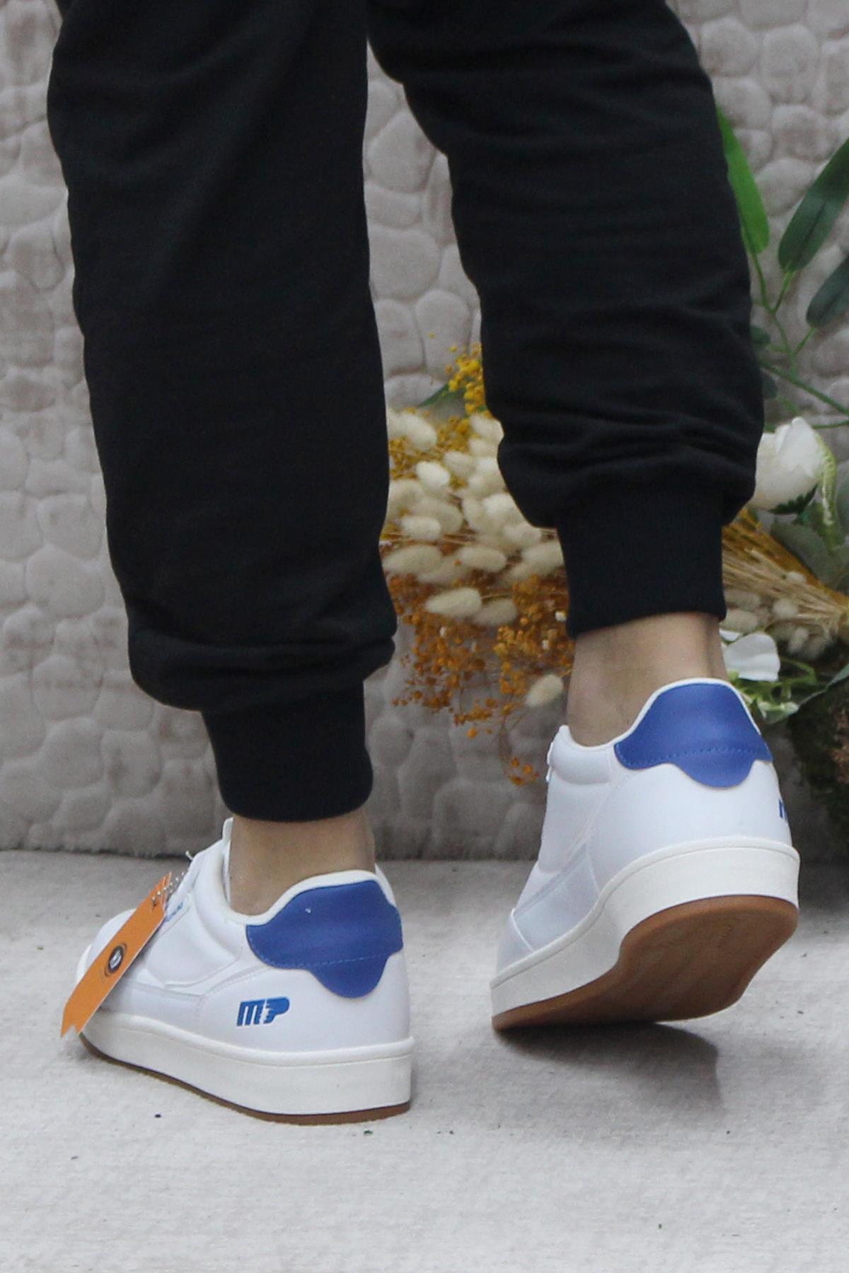 242 2058 Beyaz Mavi Rahat Orijinal Ürün Sneaker Erkek Ayakkabı - Görsel 5